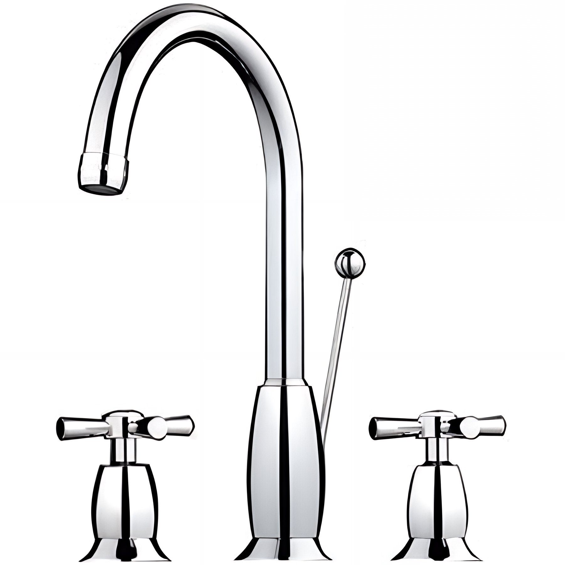 Mélangeur 3 trous SANINDUSA a croisillons pour lavabo ou vasque chromé livré avec vidage