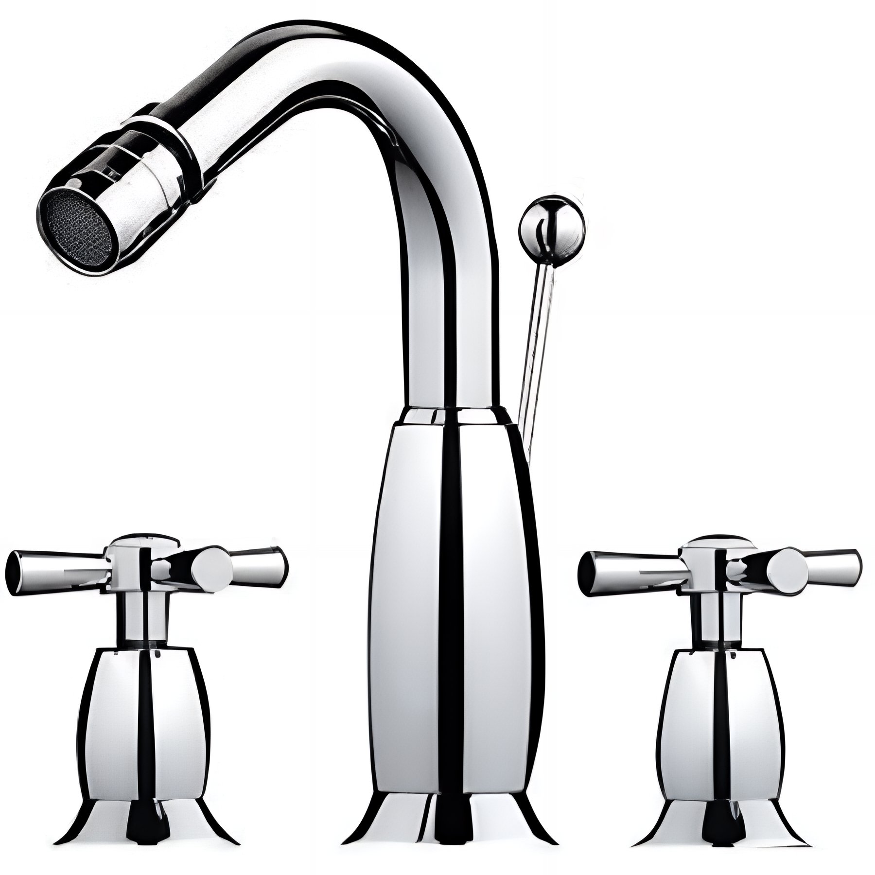 Mélangeur a croisillons SANINDUSA 3 trous pour bidet têtes céramique chromé vidage à tirette inclus