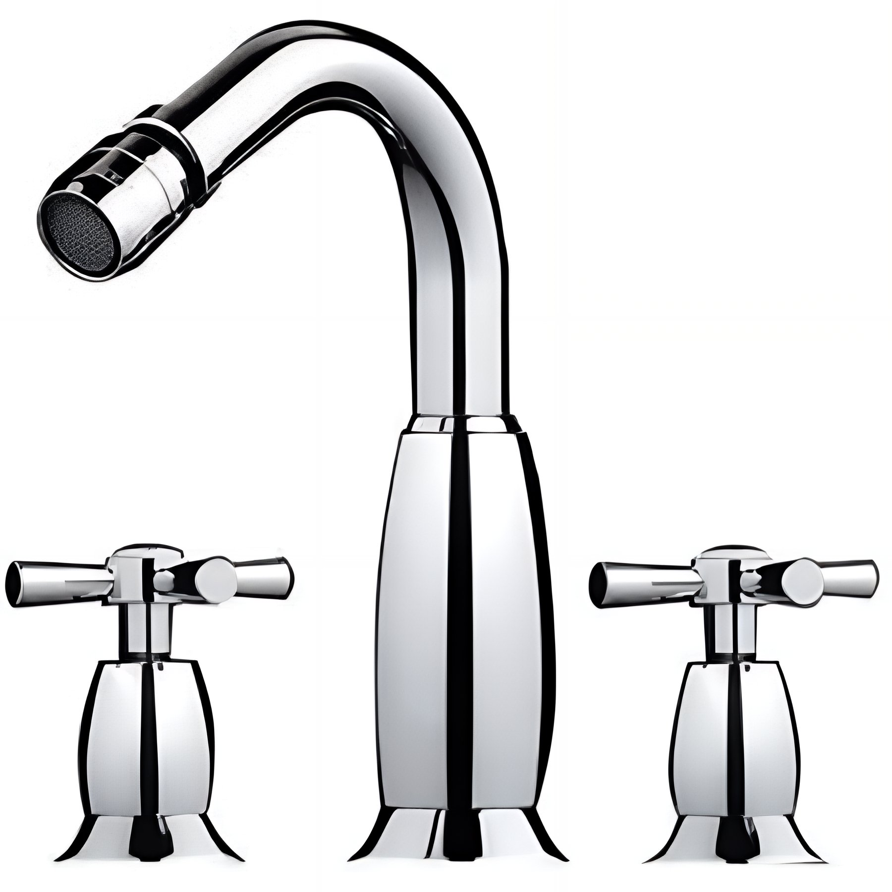 Mélangeur a croisillons SANINDUSA 3 trous pour bidet têtes céramique chromé