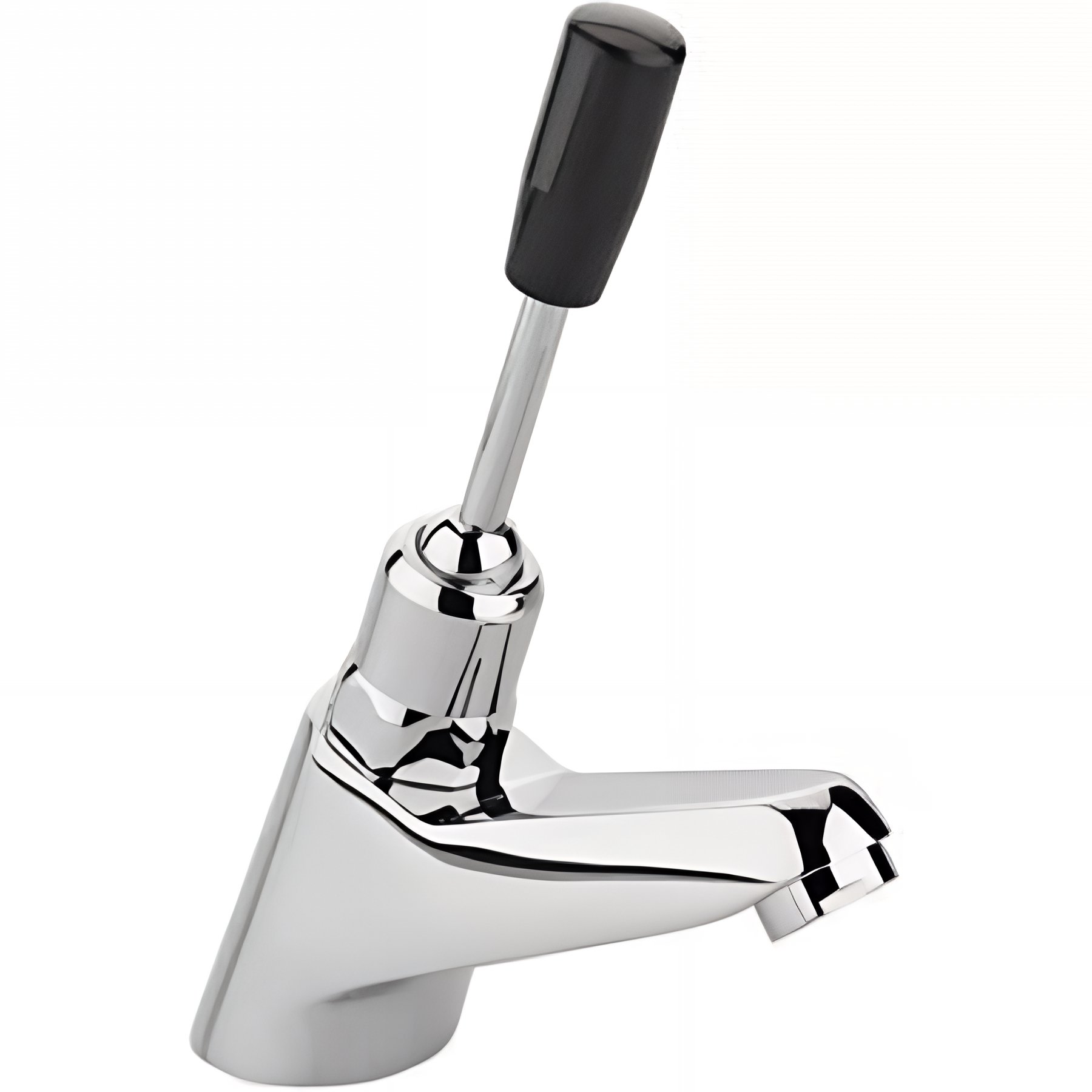Robinet lavabo PMR normes handicapé SANINDUSA médical commande par levier multi directionnel chromé