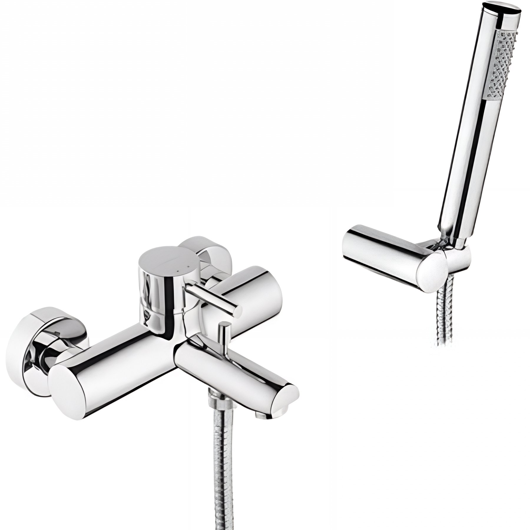 Pack Mitigeur Baignoire SANINDUSA New Icone avec douchette, support douchette et flexible chrome