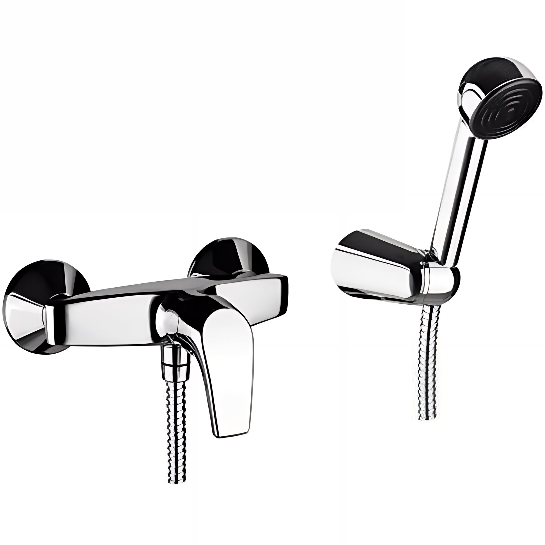 Pack Mitigeur douche SANINDUSA Easy chrome avec flexible, support et douchette