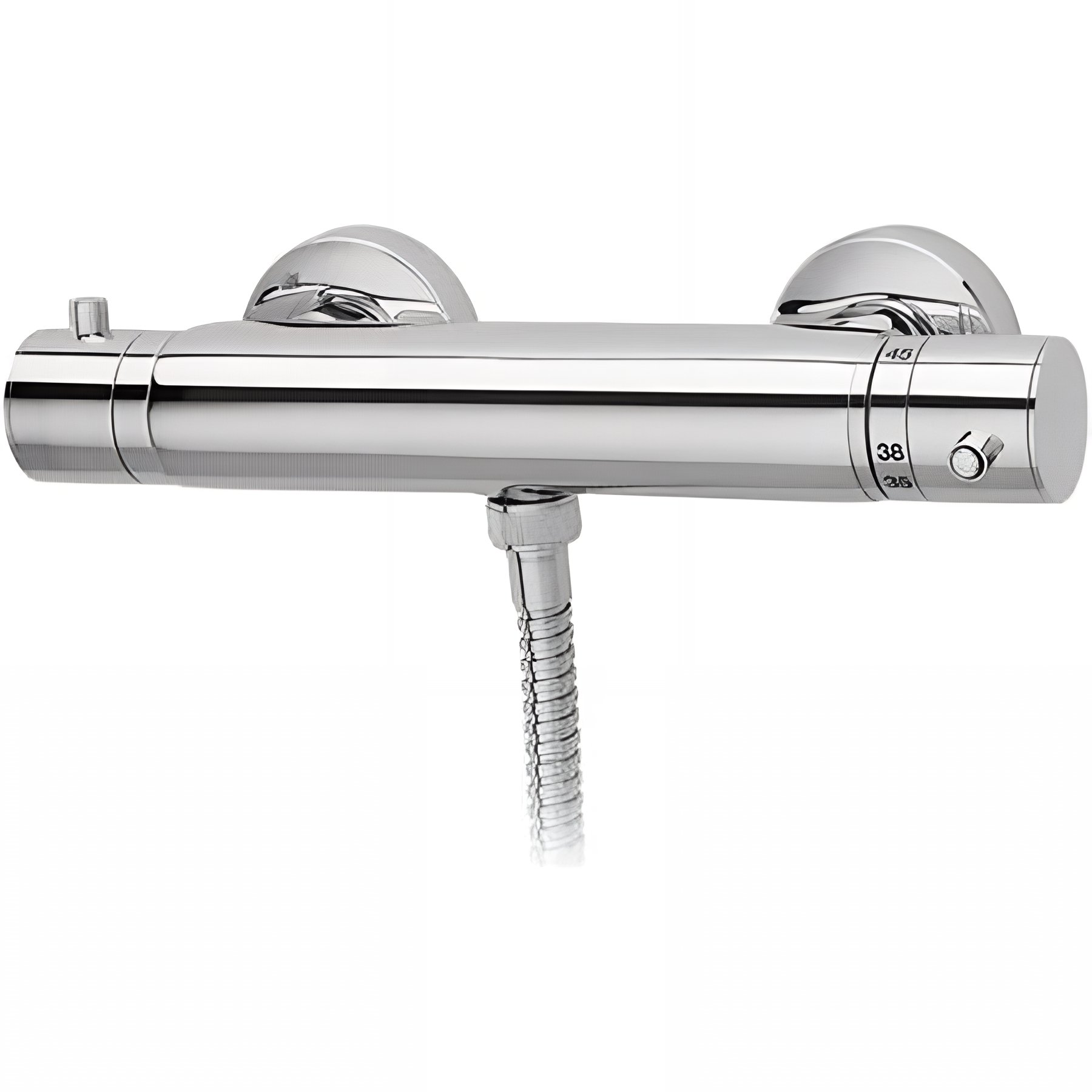 Pack Mitigeur Torus SANINDUSA thermostatique douche chrome livré avec flexible douchette et support mural