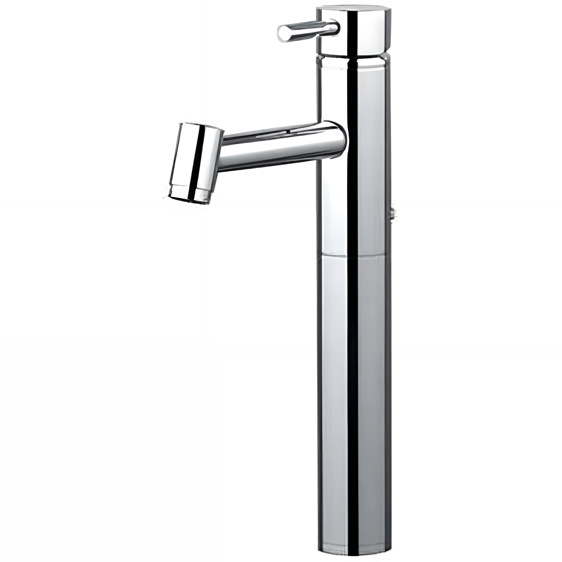 Mitigeur lavabo SANINDUSA Tube Eco corps haut pose sur plan chrome avec vidage