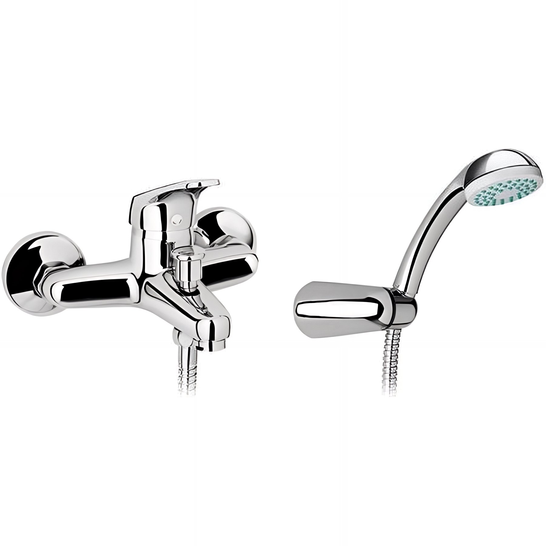 Pack mitigeur bain douche SANINDUSA Cetus avec flexible, support et Douchette Basic SANINDUSA chrome
