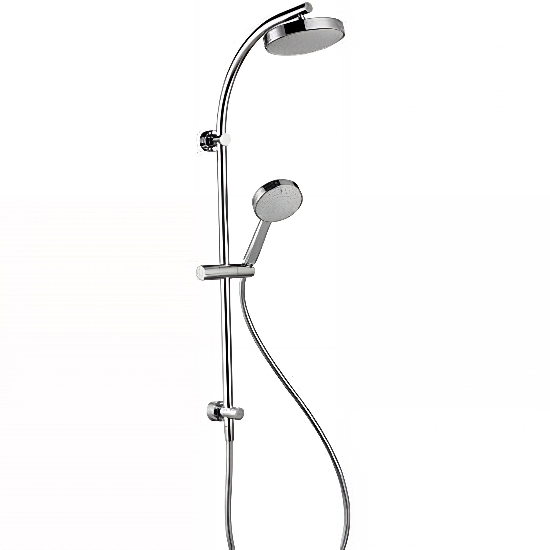 Barre de douche carre a poser avec Tête de douche SANINDUSA/douchette/support/flexible chrome