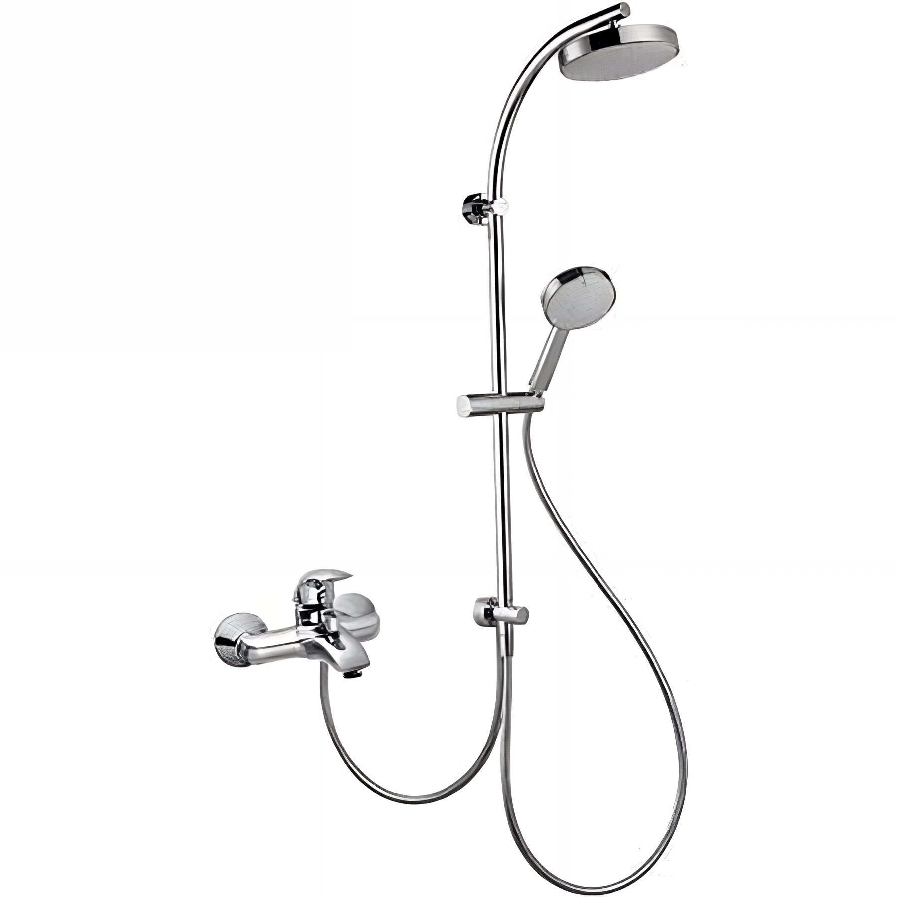 Pack mitigeur bain douche SANINDUSA avec Tête de douche SANINDUSA, douchette, support et flexible chrome