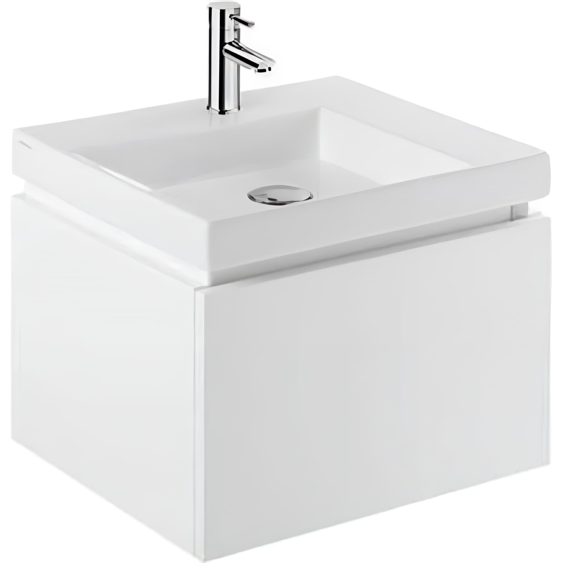 Meuble salle de bains suspendu Vista pour Vasque 50 avec 1 tiroir couleur blanc    