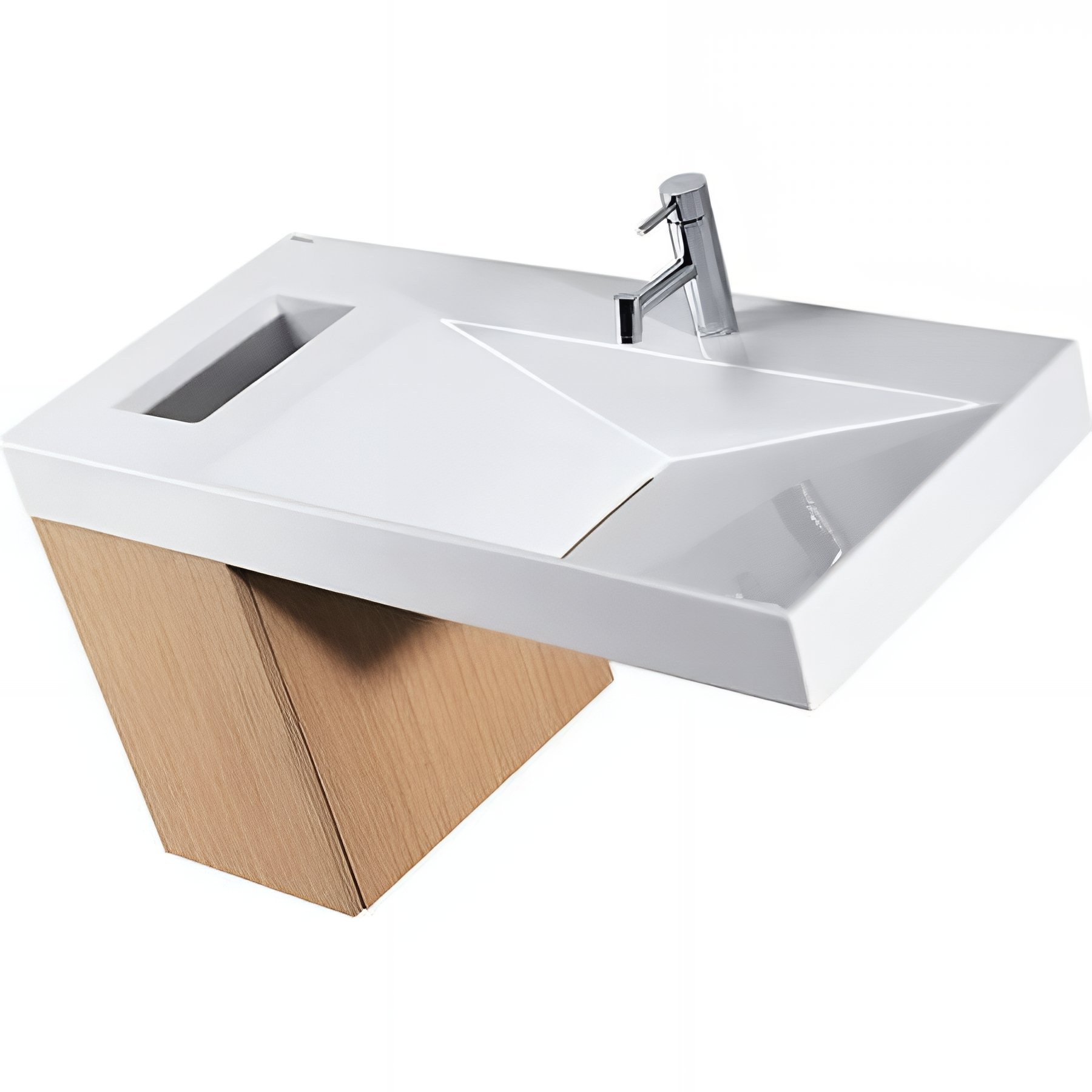 Meuble salle de bains pour Lavabo Flux céramique traditionnelle SANINDUSA chêne avec corbeille   