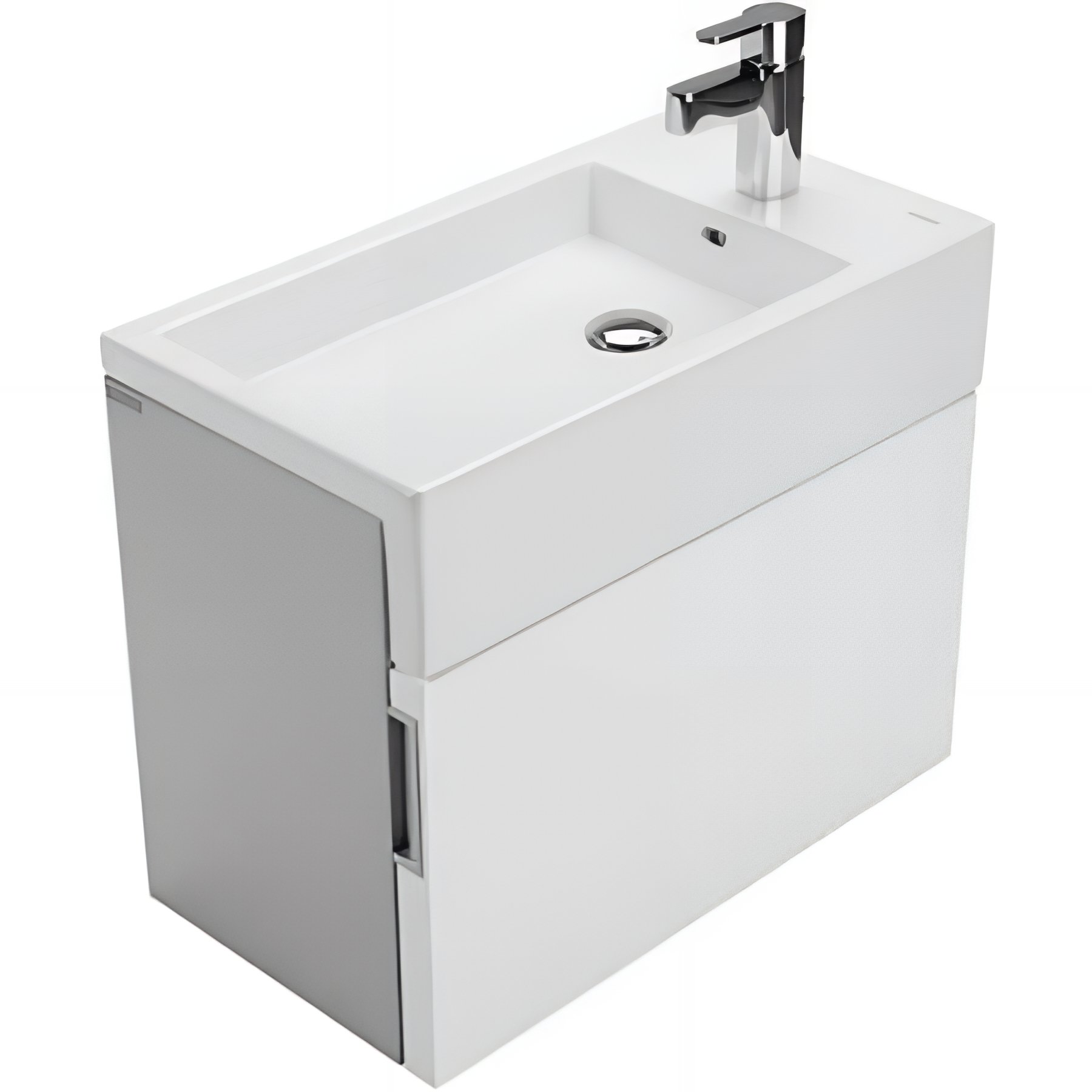 Meuble salle de bains suspendu avec tiroir pour lavabo F lat. couleur blanc