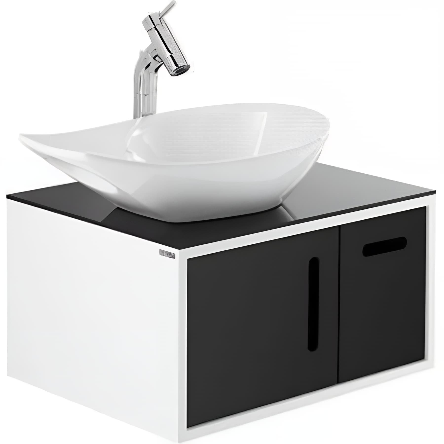 Meuble salle de bains suspendu Join face et dessus en verre   