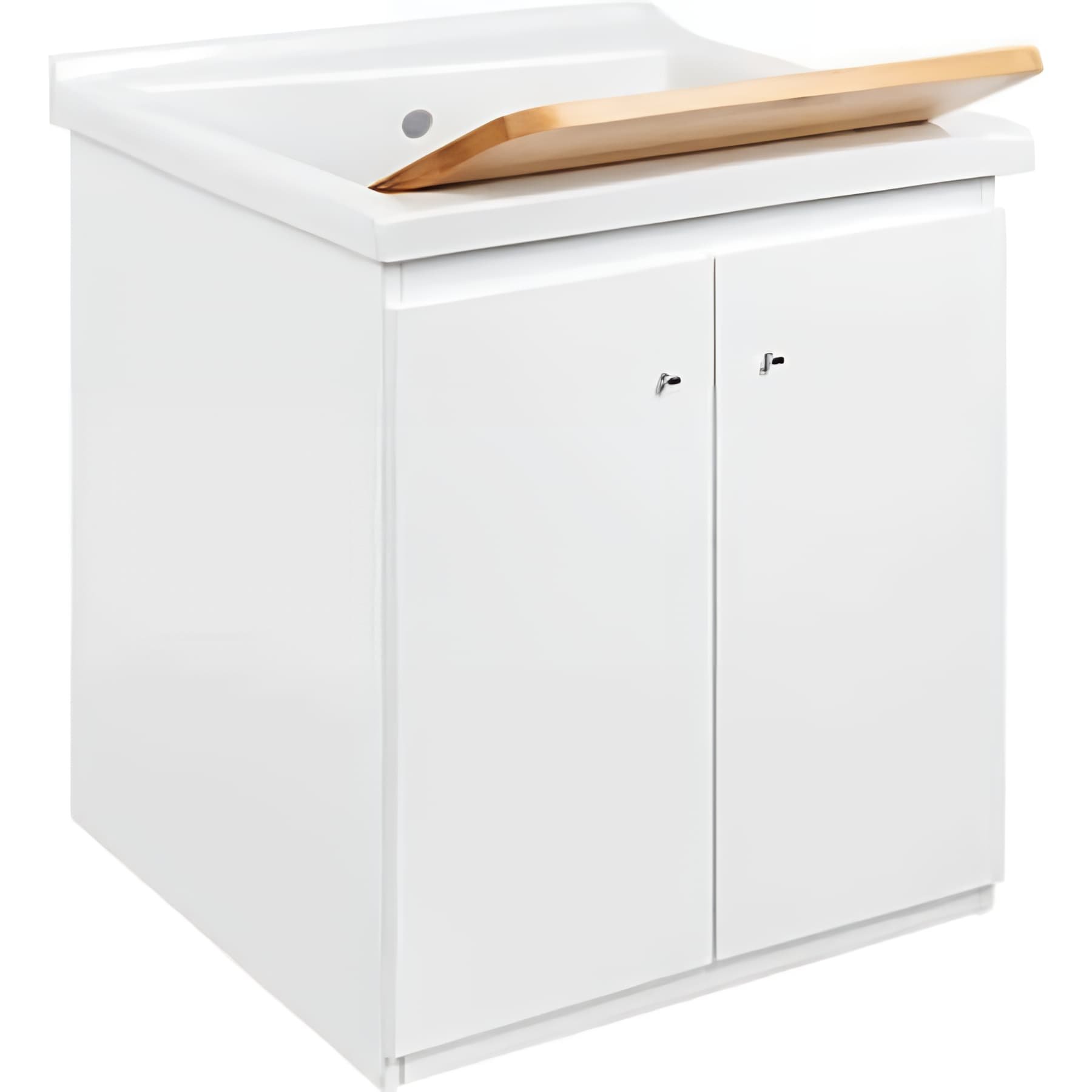 Meuble pour cellier buanderie compatible avec vidoir bac a laver céramique traditionnelle SANINDUSA Blink couleur blanc