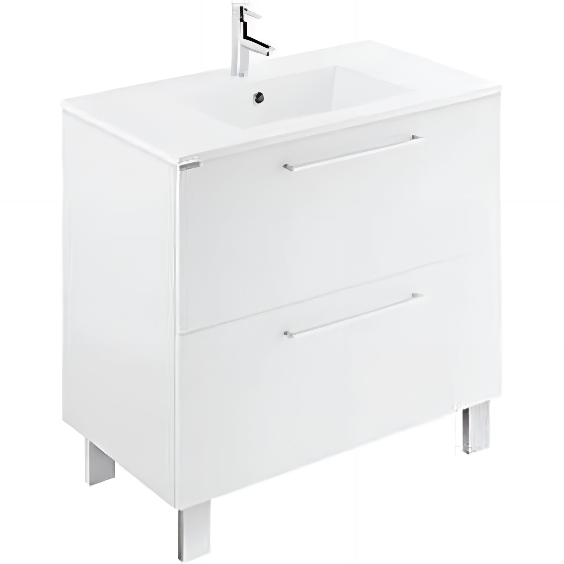 Pack lavabo+Meuble salle de bains 2 tiroirs Area 60 couleur blanc