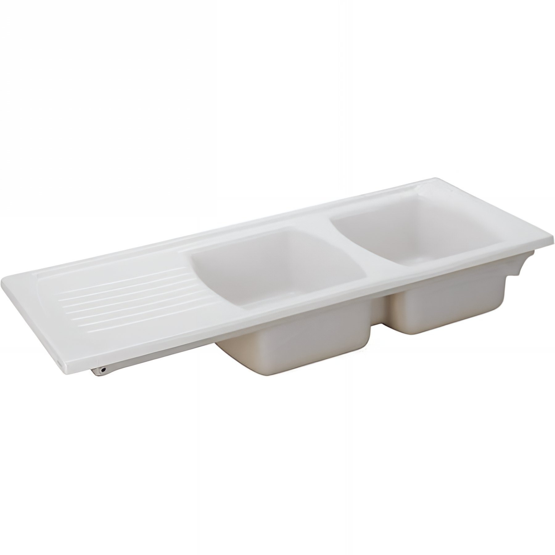 Evier a encastrer Lusitano céramique traditionnelle SANINDUSA 2 cuves avec égouttoir grès couleur blanc