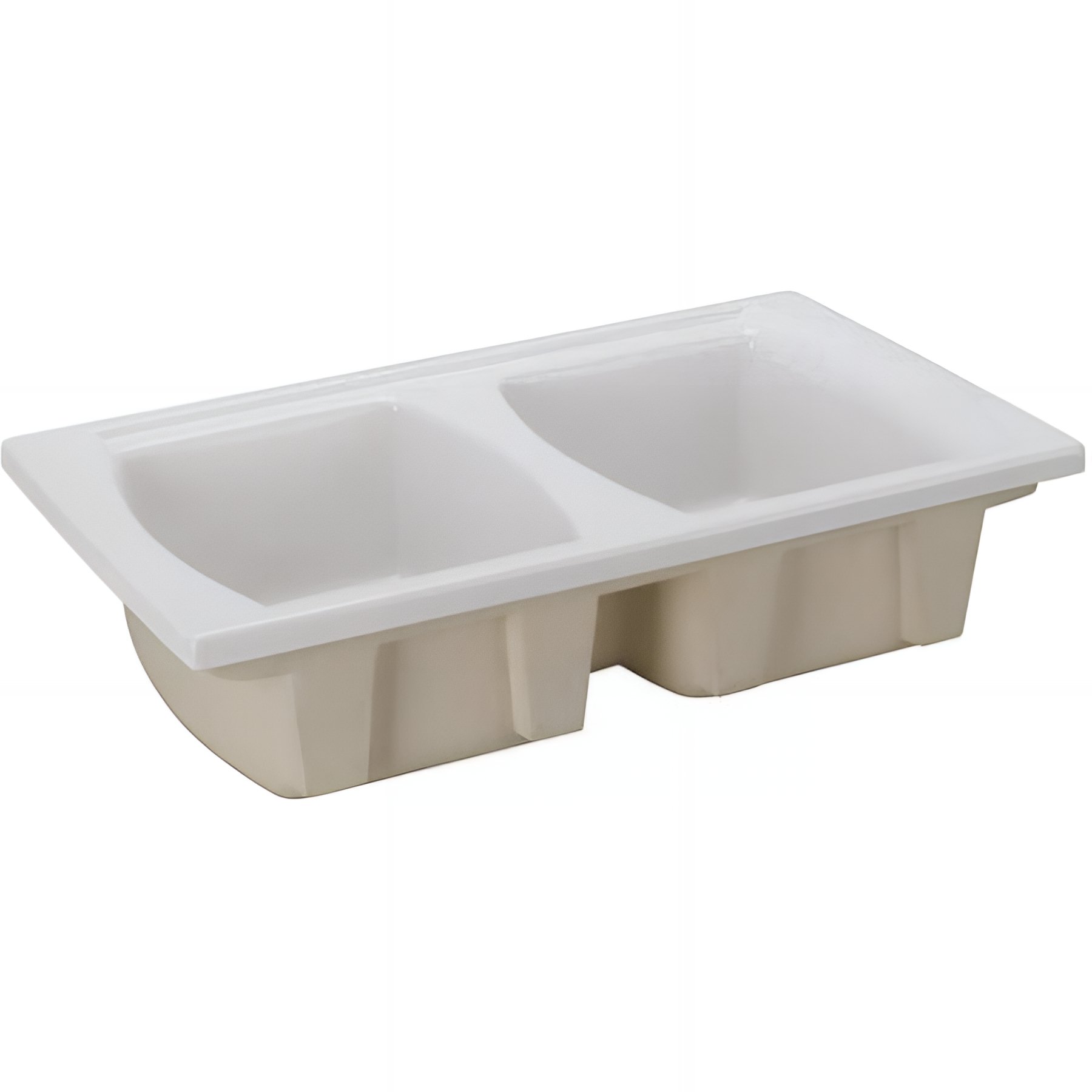 Evier Lusitano céramique traditionnelle SANINDUSA 2 cuves sans égouttoir grès couleur blanc