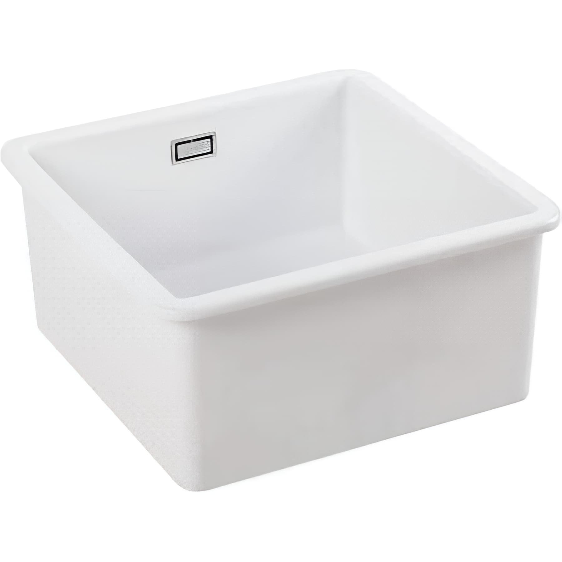 Evier 1 cuve carré 46x46 a encastrer avec trop-plein VALET céramique traditionnelle SANINDUSA couleur blanc vidage inclus