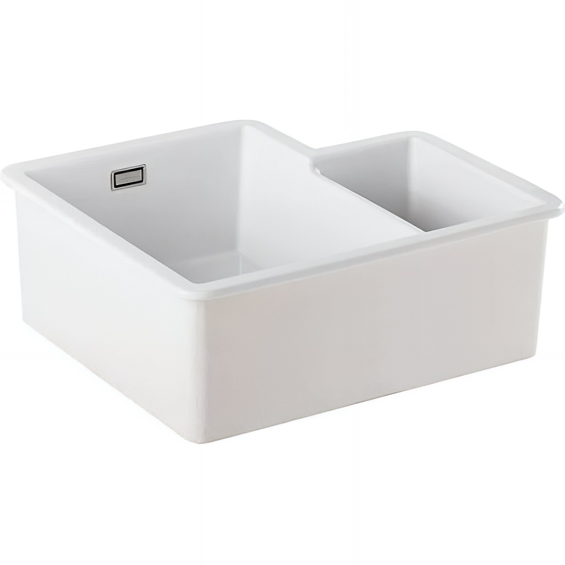 Evier 1+1/3 céramique traditionnelle SANINDUSA cuve a encastrer Valet avec vidage couleur blanc