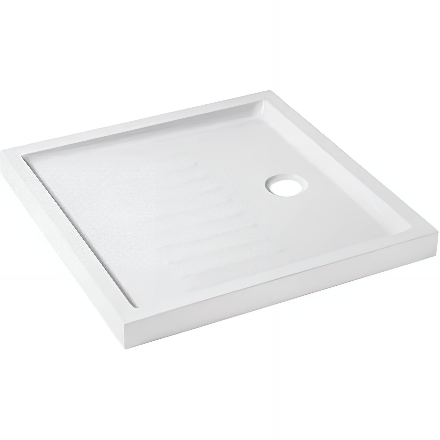 Receveur de douche acrylique Haute Densité SANINDUSA Piano fond rainuré surface antiglisse 80x80 épaisseur 7.5cm couleur blanc
