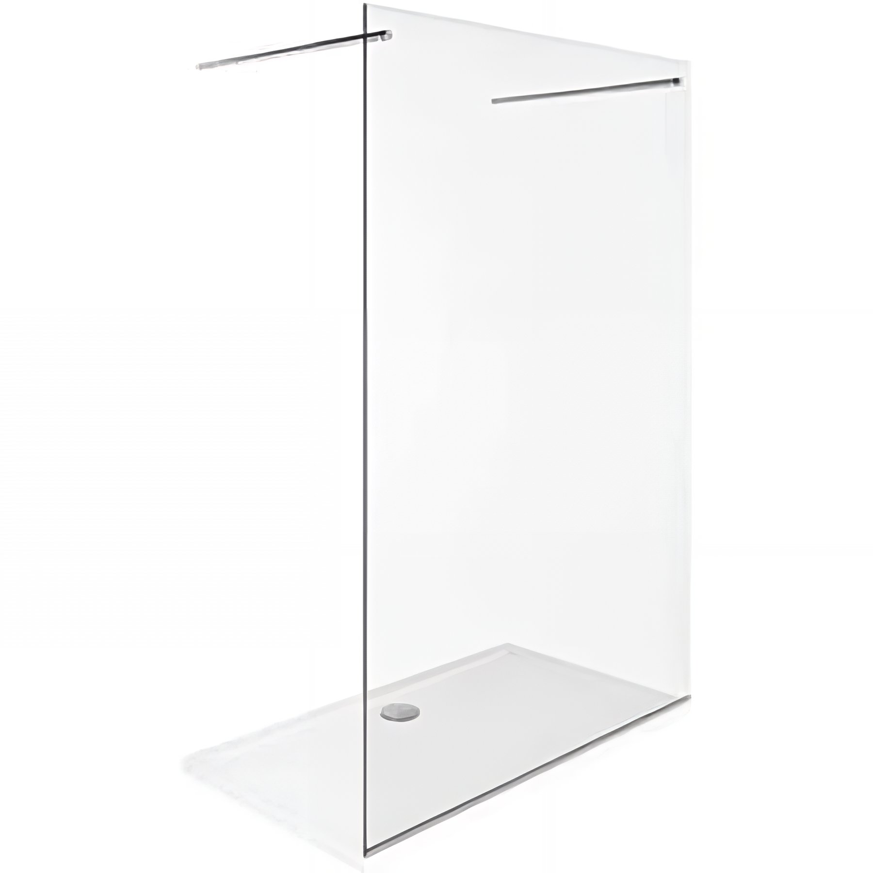 Paroi de douche fixe inox et verre tremé 8mm fixation murale ajustable hauteur 2,04m Screen 140 cristal/chrome