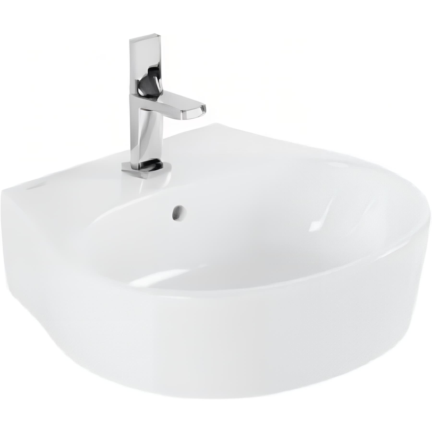 Lavabo 50cm mural céramique traditionnelle SANINDUSA SanProject couleur blanc compatible avec Colonne de lavabo SanProject