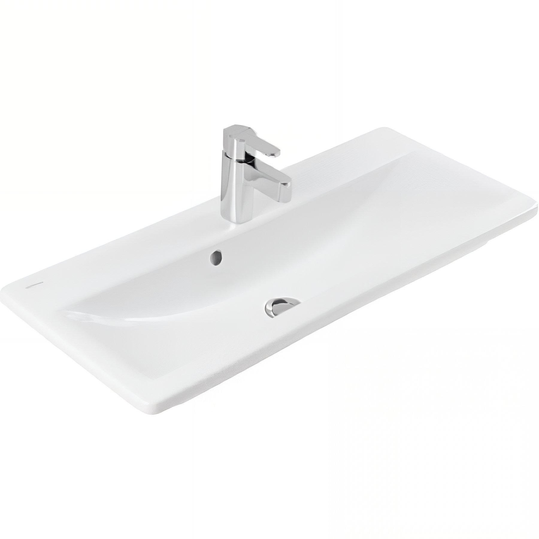 Vasque céramique traditionnelle SANINDUSA rectangle a encastrer par dessus 83x36 Look couleur blanc