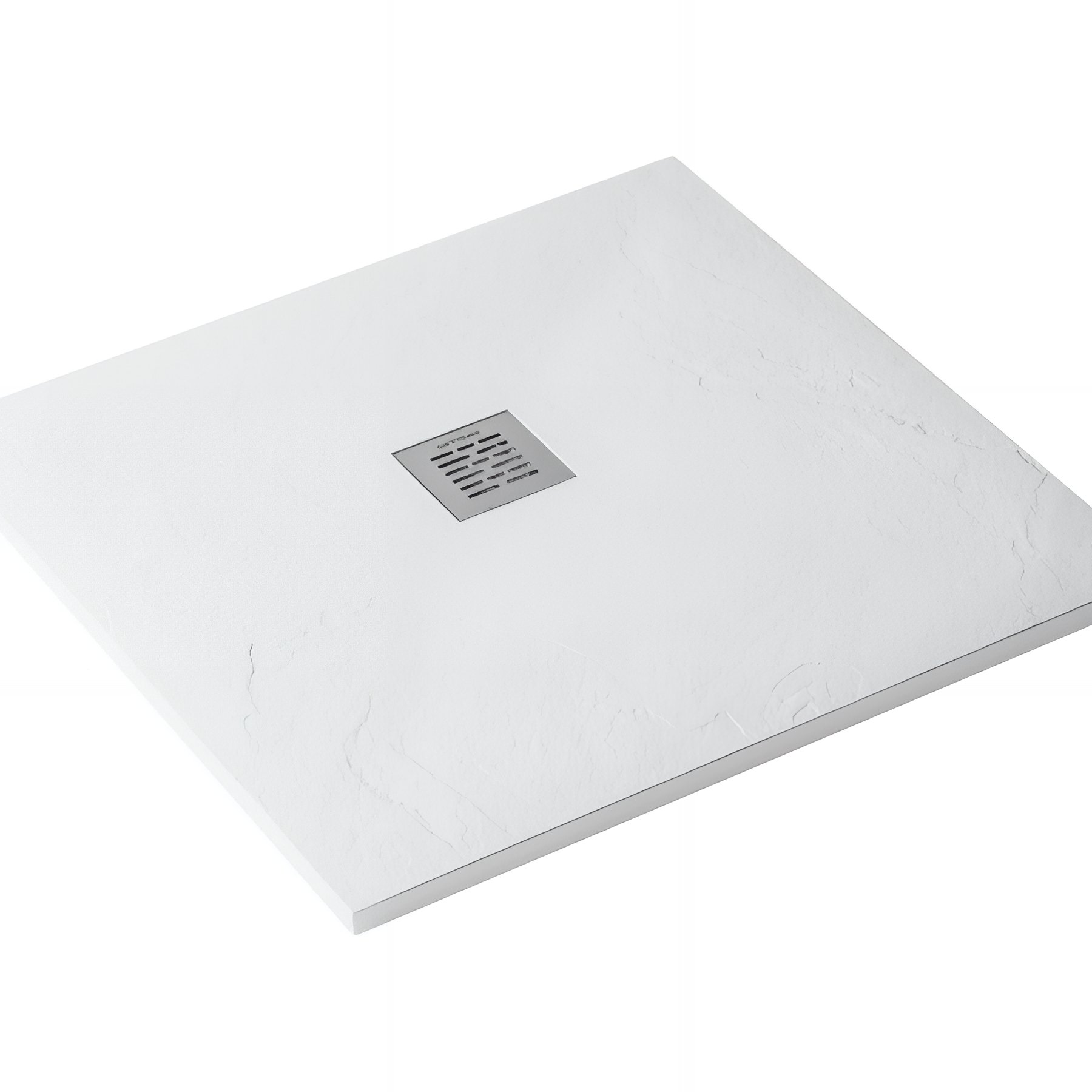 Receveur de douche en pierre naturelle découplable SANINDUSA STONIT Marina 70x70 effet relief SCHISTE antiglisse C3+bonde couleur blanc