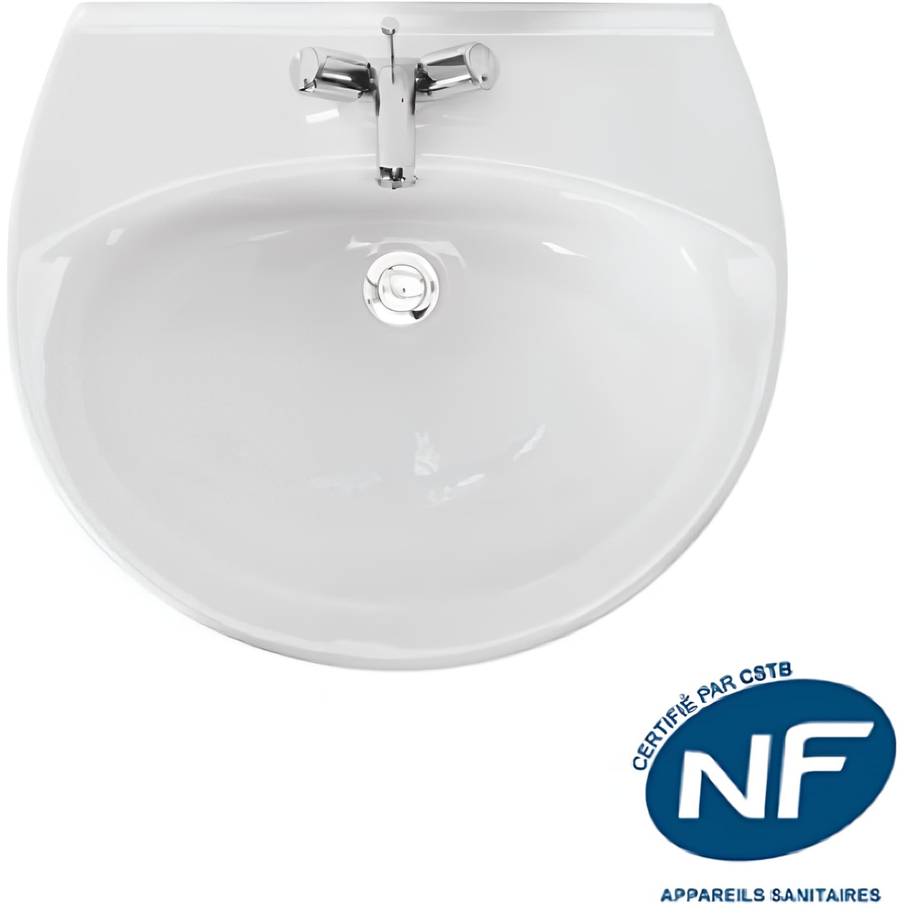 Lavabo NF 55cm mural céramique traditionnelle SANINDUSA Aveiro couleur blanc    