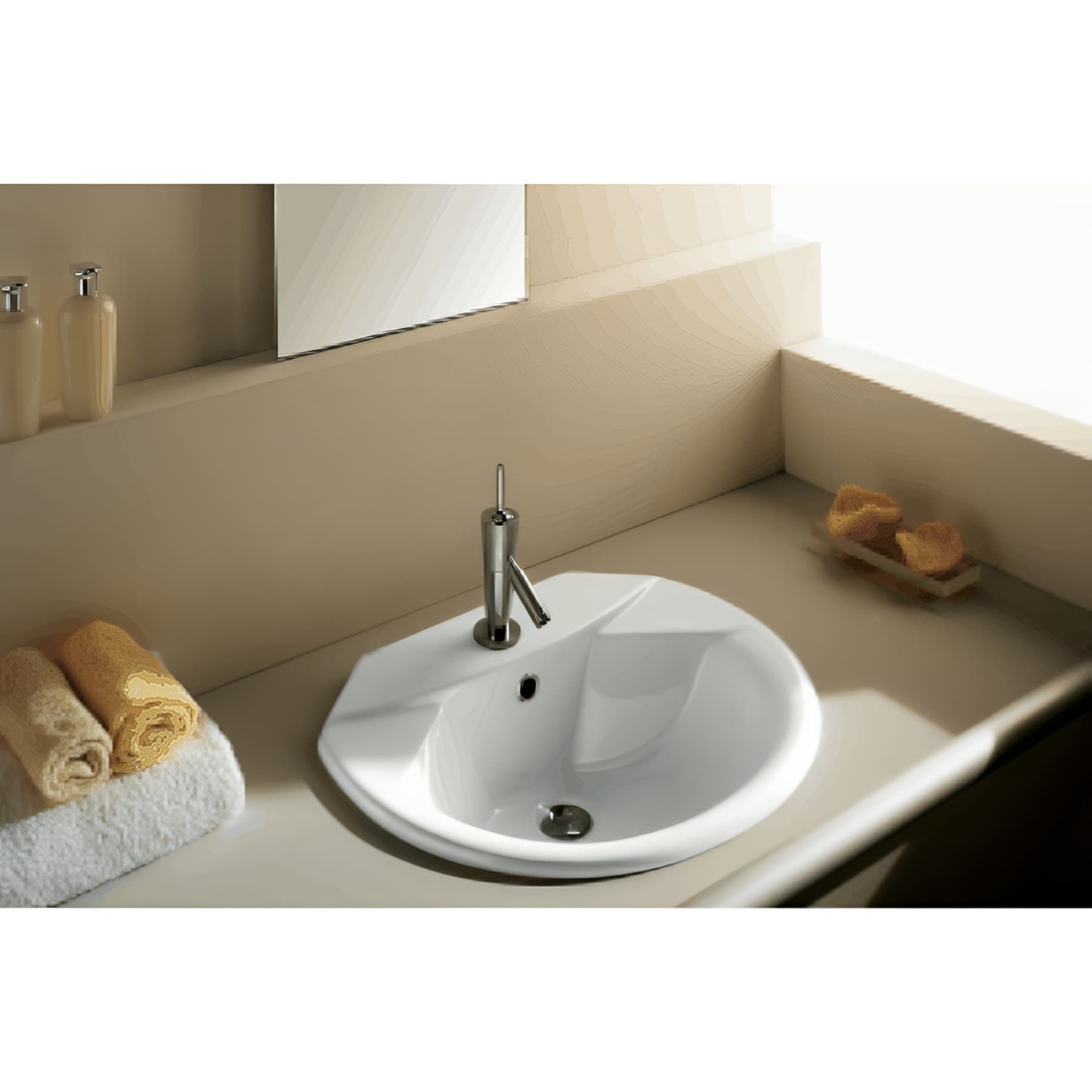 Lavabo 68cm céramique traditionnelle SANINDUSA Jade couleur blanc