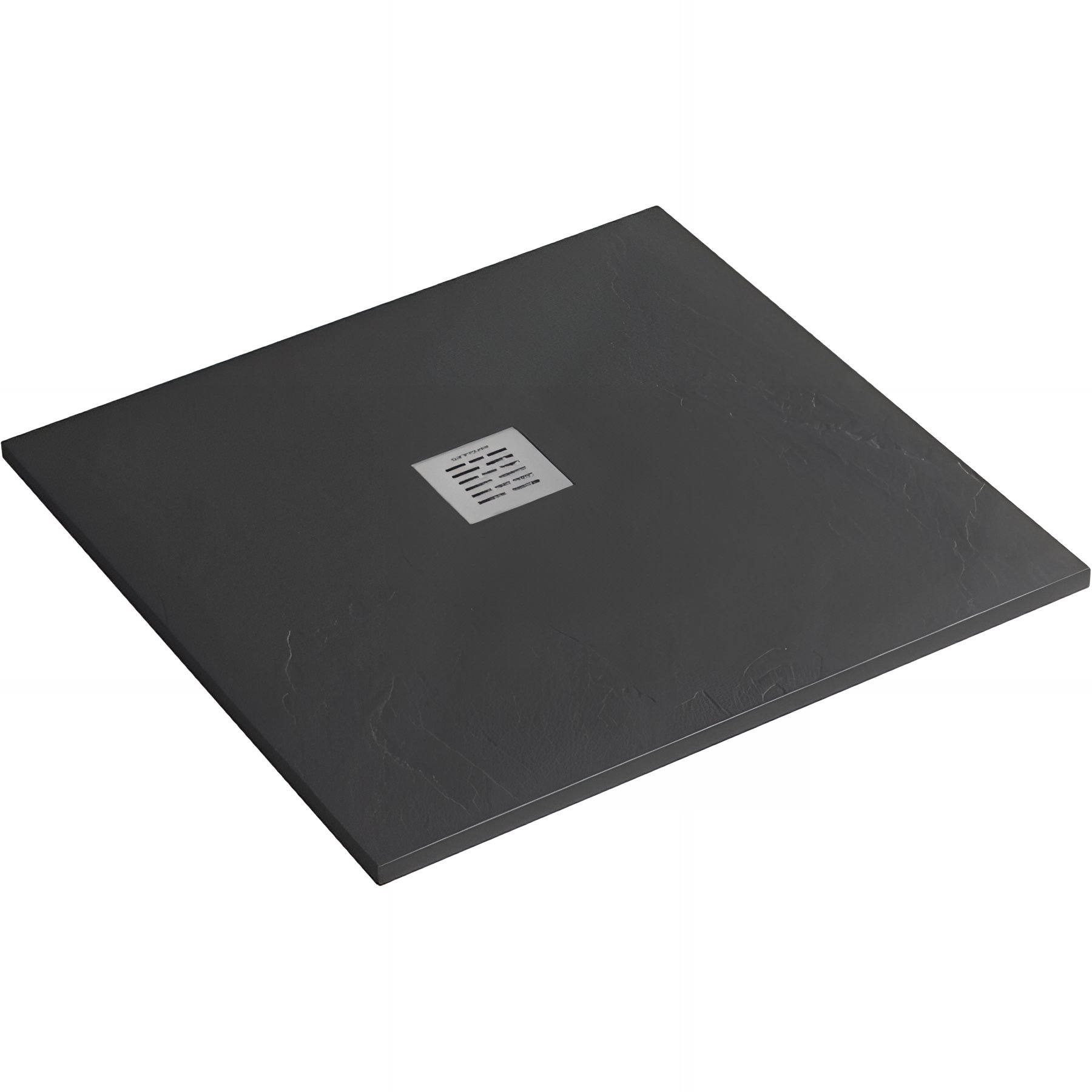 Receveur de douche en pierre naturelle découplable SANINDUSA STONIT Marina 120x120 effet relief SCHISTE antiglisse C3+bonde couleur noir