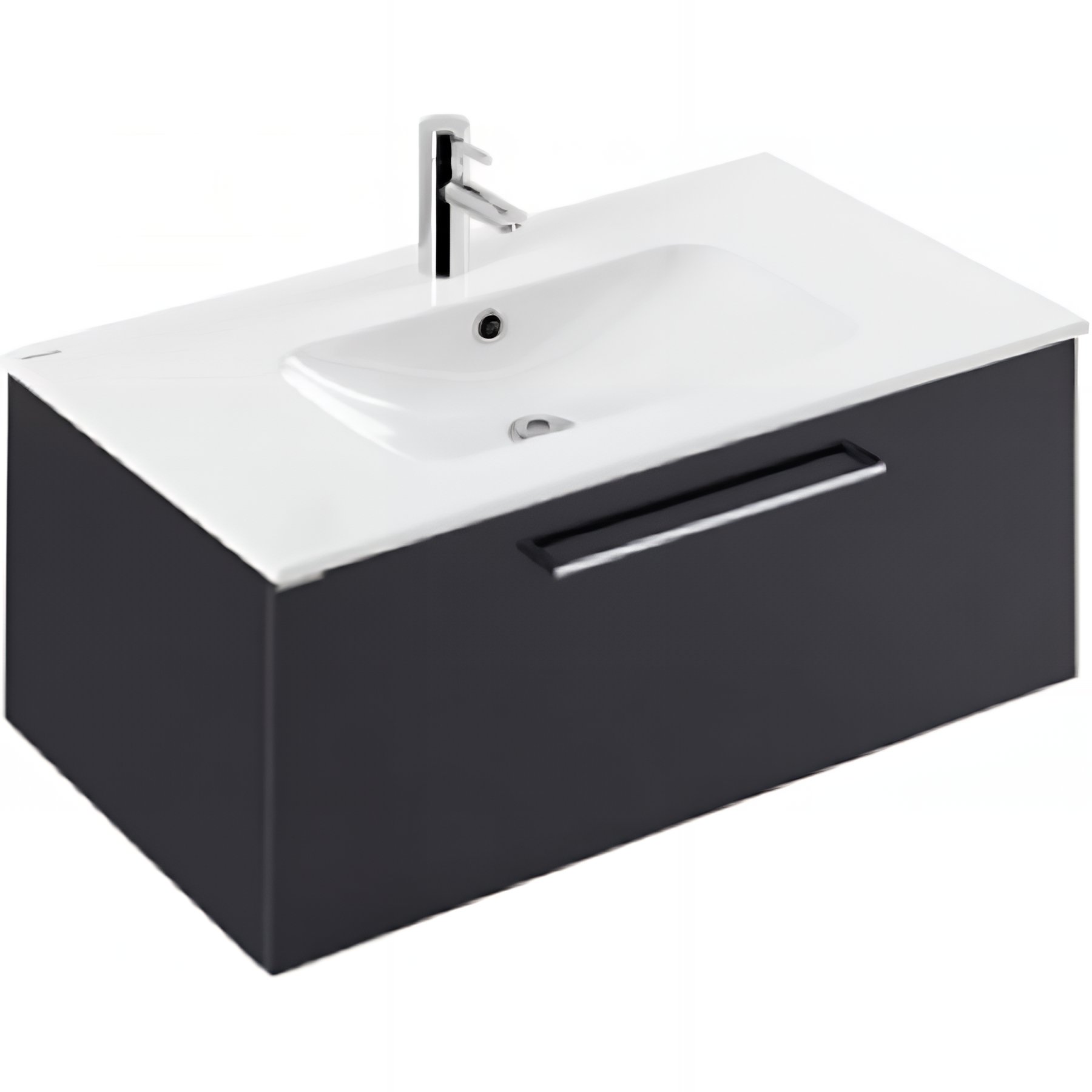 Pack Meuble salle de bains+Vasque ceramique+miroir LED Area 80 couleur noir