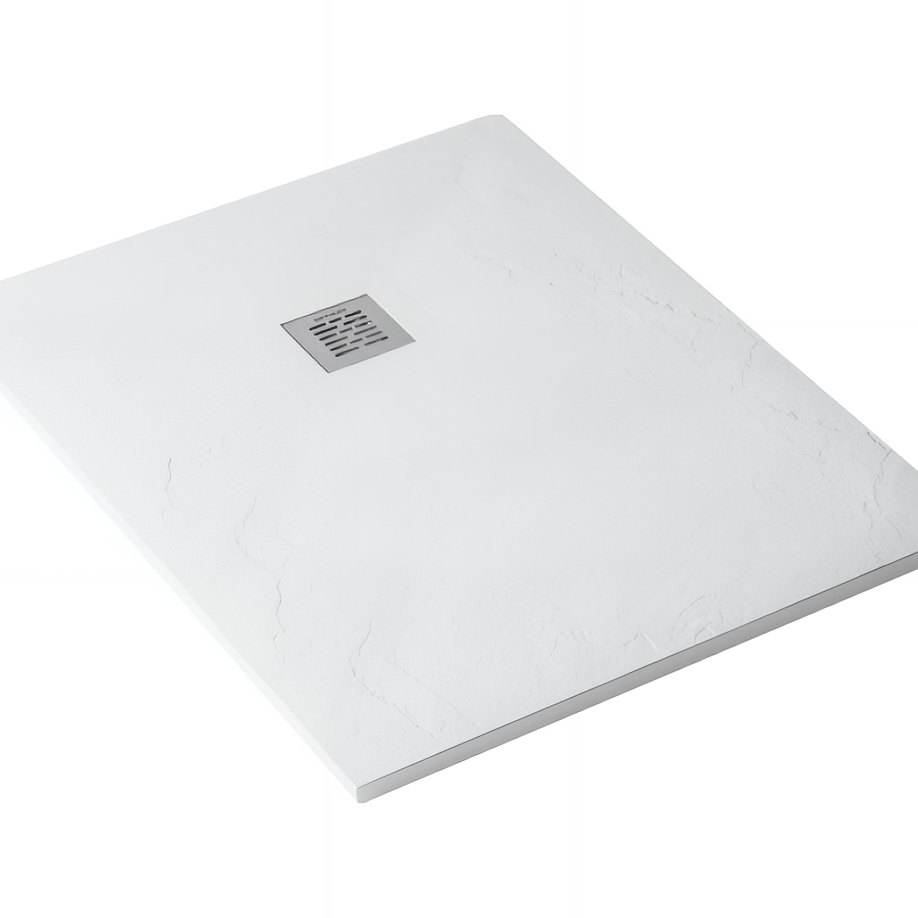 Receveur de douche en pierre naturelle découplable SANINDUSA STONIT Marina 140x120 effet relief SCHISTE antiglisse C3+bonde couleur blanc