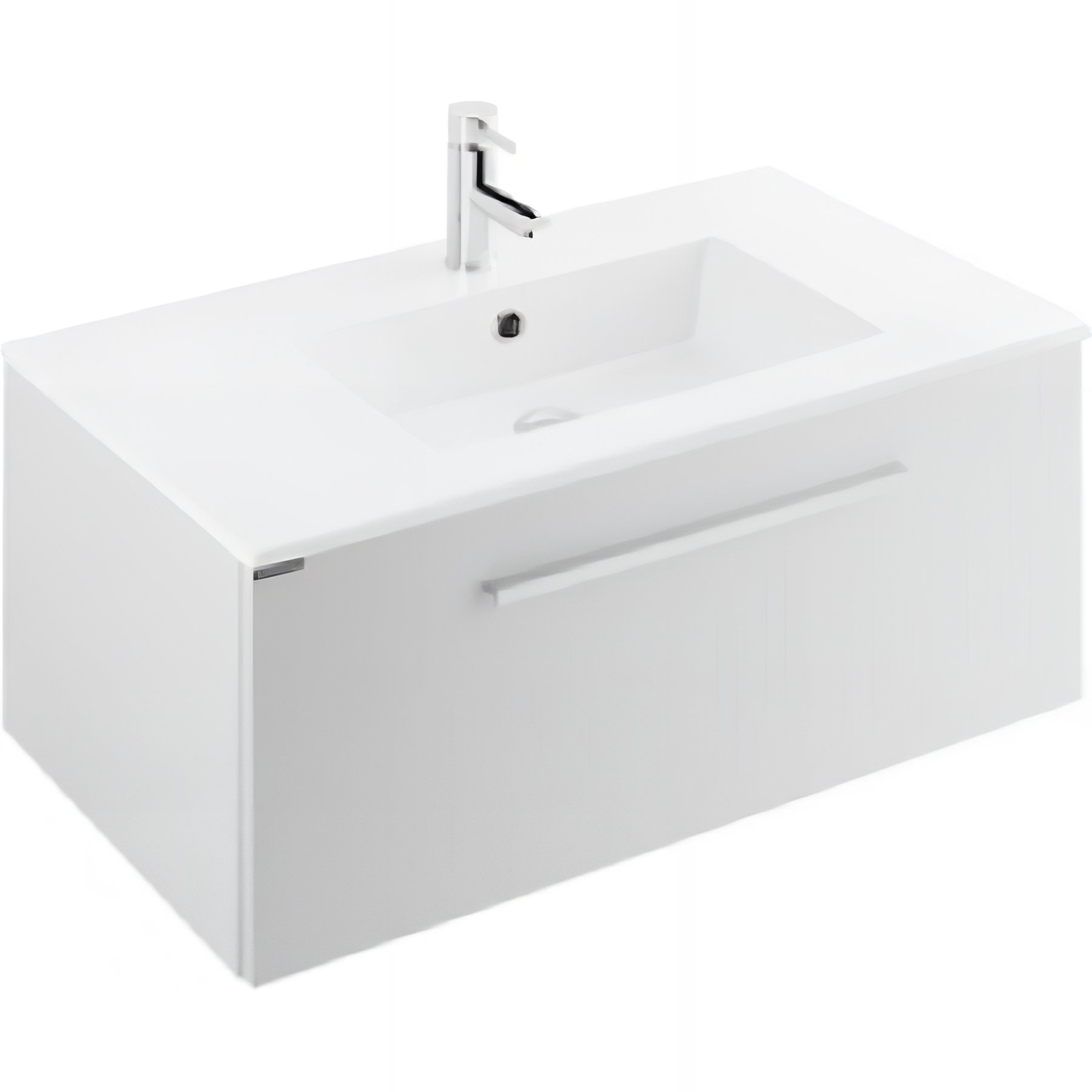 Pack Meuble salle de bains+Vasque ceramique+miroir LED Area 60 couleur blanc