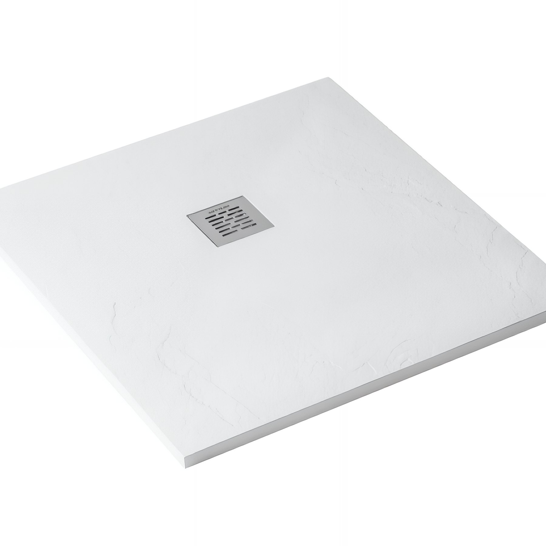 Receveur de douche en pierre naturelle découplable SANINDUSA STONIT Marina 80x70 effet relief SCHISTE antiglisse C3+bonde couleur blanc