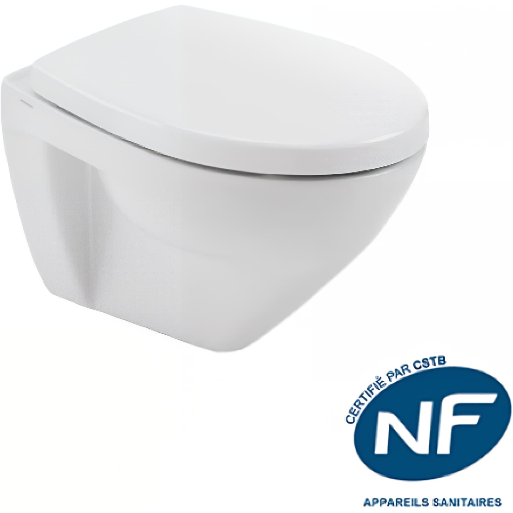 Cuvette de WC céramique traditionnelle SANINDUSA suspendue Cetus 48 couleur blanc (abattant non compris)    
