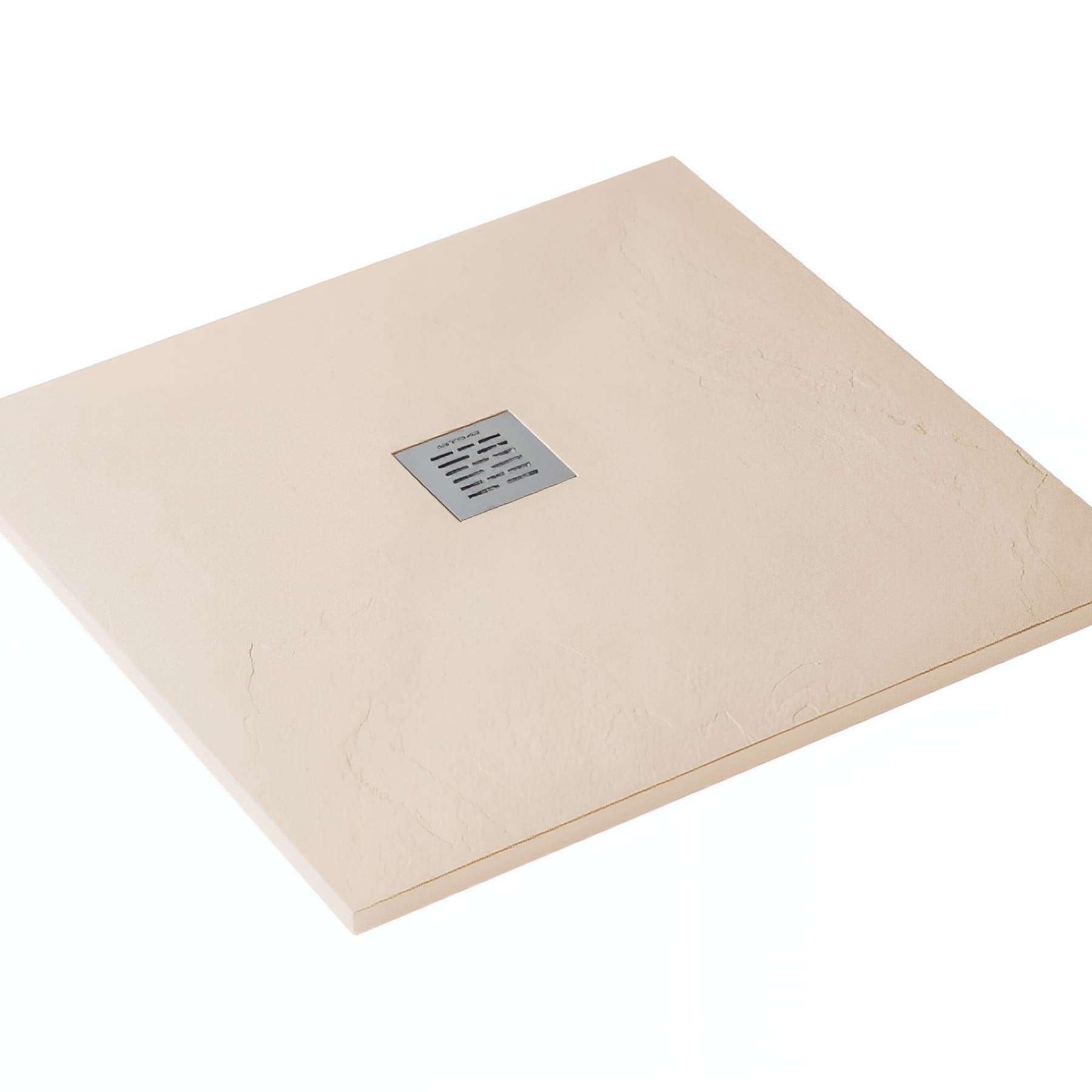 Receveur de douche en pierre naturelle découplable SANINDUSA STONIT Marina 80x80 effet relief SCHISTE antiglisse C3+bonde couleur beige