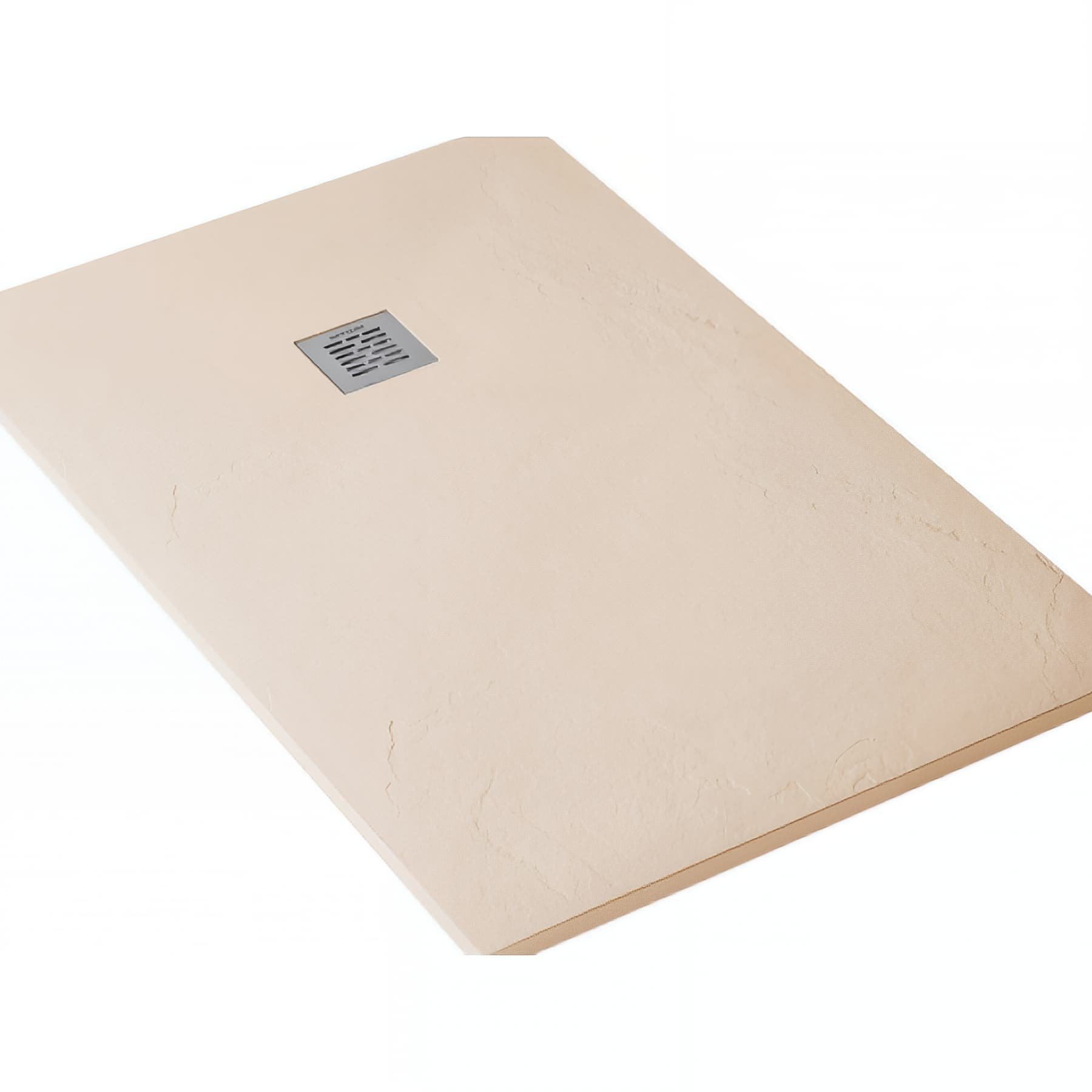 Receveur de douche en pierre naturelle découplable SANINDUSA STONIT Marina 180x100 effet relief SCHISTE antiglisse C3+bonde couleur beige
