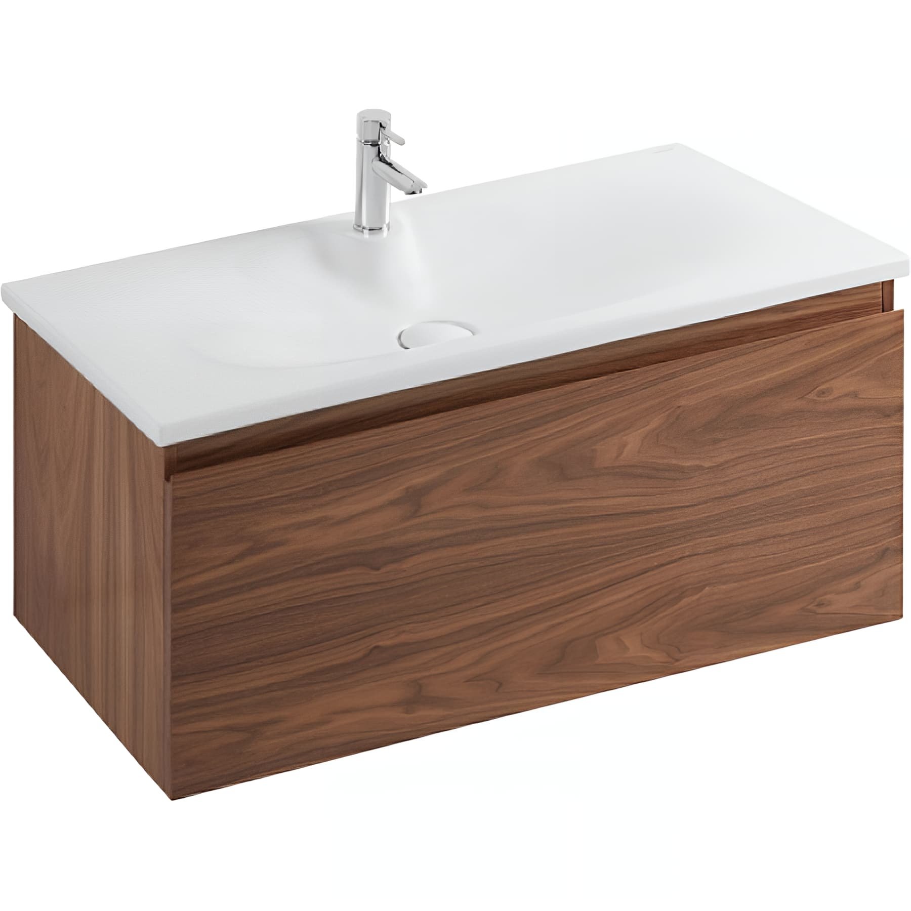 Pack Meuble salle de bains+Vasque céramique traditionnelle SANINDUSA Clean 103 couleur noyer