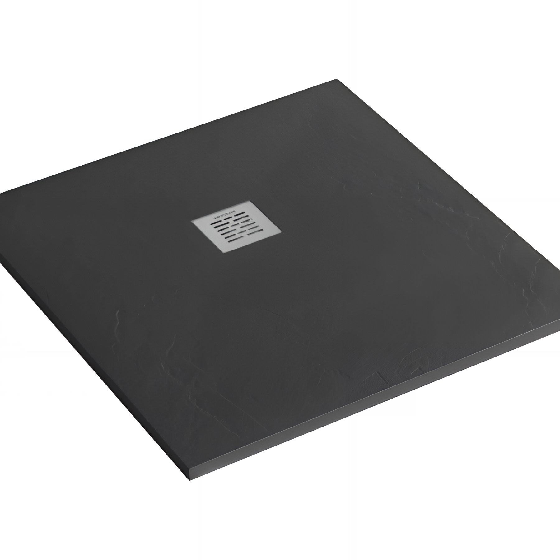 Receveur de douche en pierre naturelle découplable SANINDUSA STONIT Marina 80x70 effet relief SCHISTE antiglisse C3+bonde couleur noir