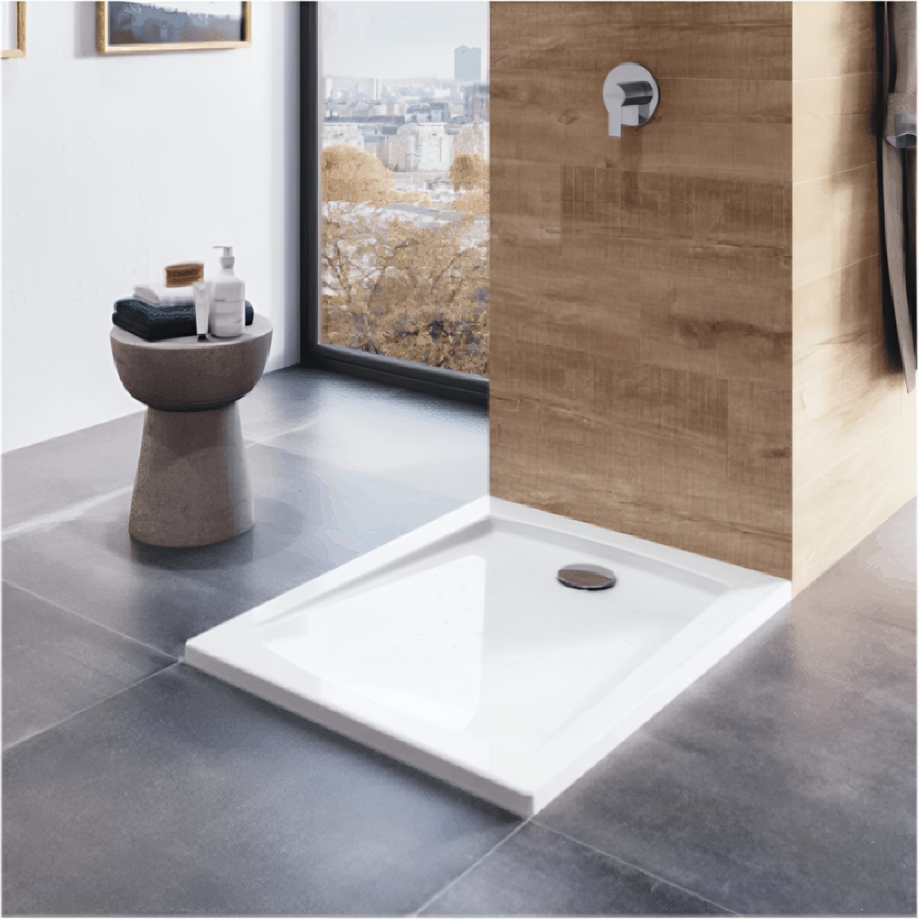 Receveur de douche acrylique Haute Densité SANINDUSA Millenium a poser 110x90 couleur blanc