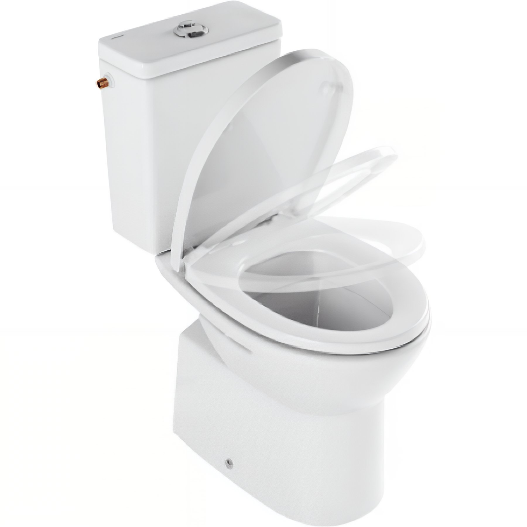 Pack WC au sol Easy céramique traditionnelle SANINDUSA évac. arrière alim. chasse par le côté abattant frein de chute couleur blanc