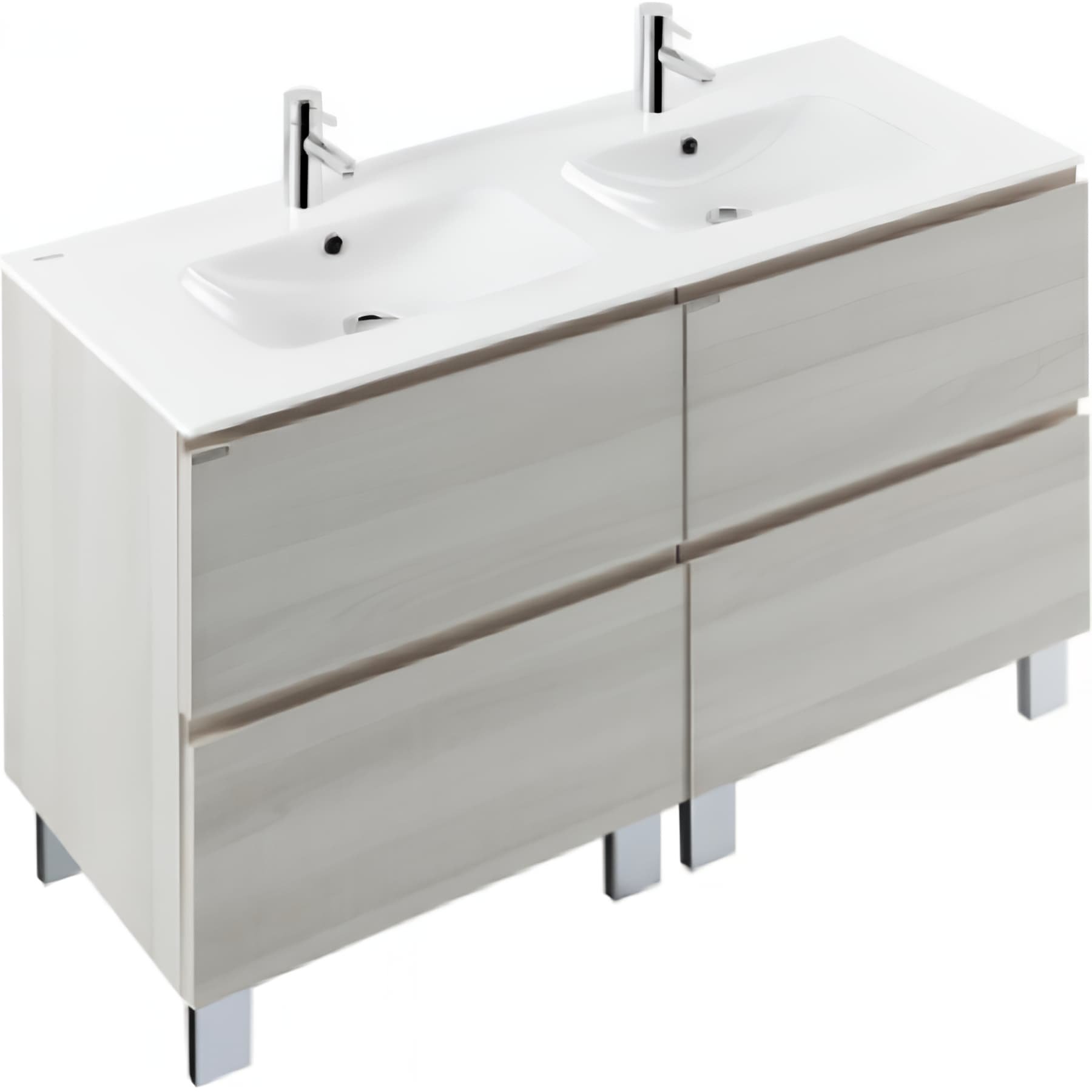 Pack Meuble salle de bains+Vasque céramique traditionnelle SANINDUSA Area 120 4 tiroirs couleur blanc