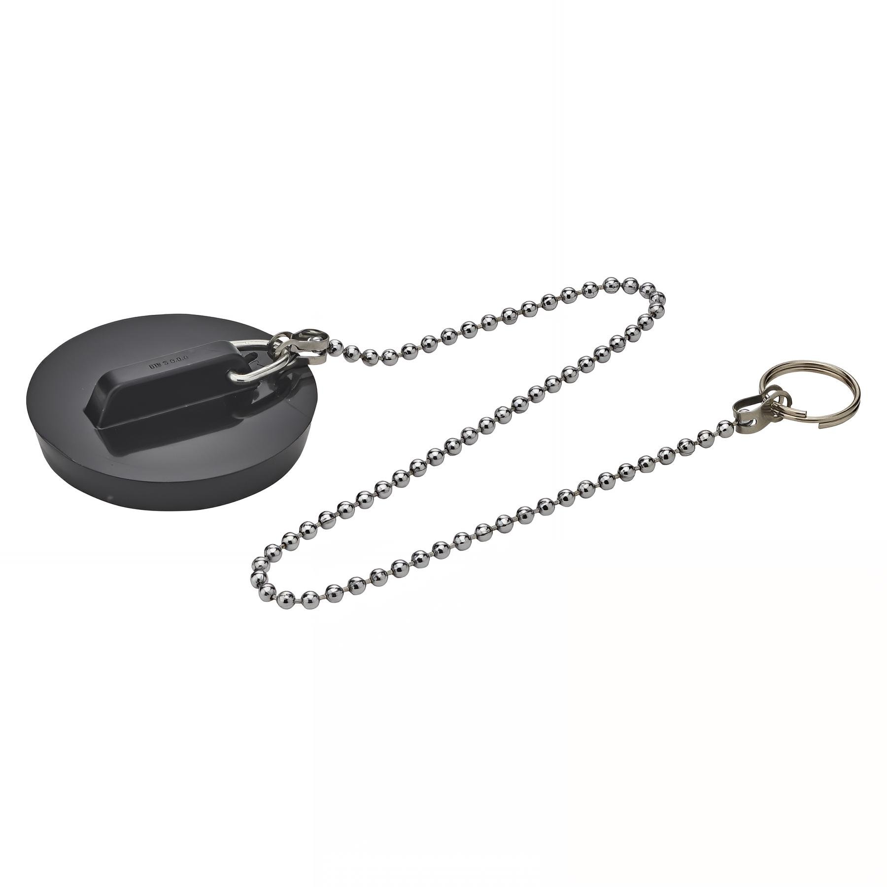Bouchon noir Øbas 47xØhaut 52mm, chaînette L. 300mm, anneau brisé