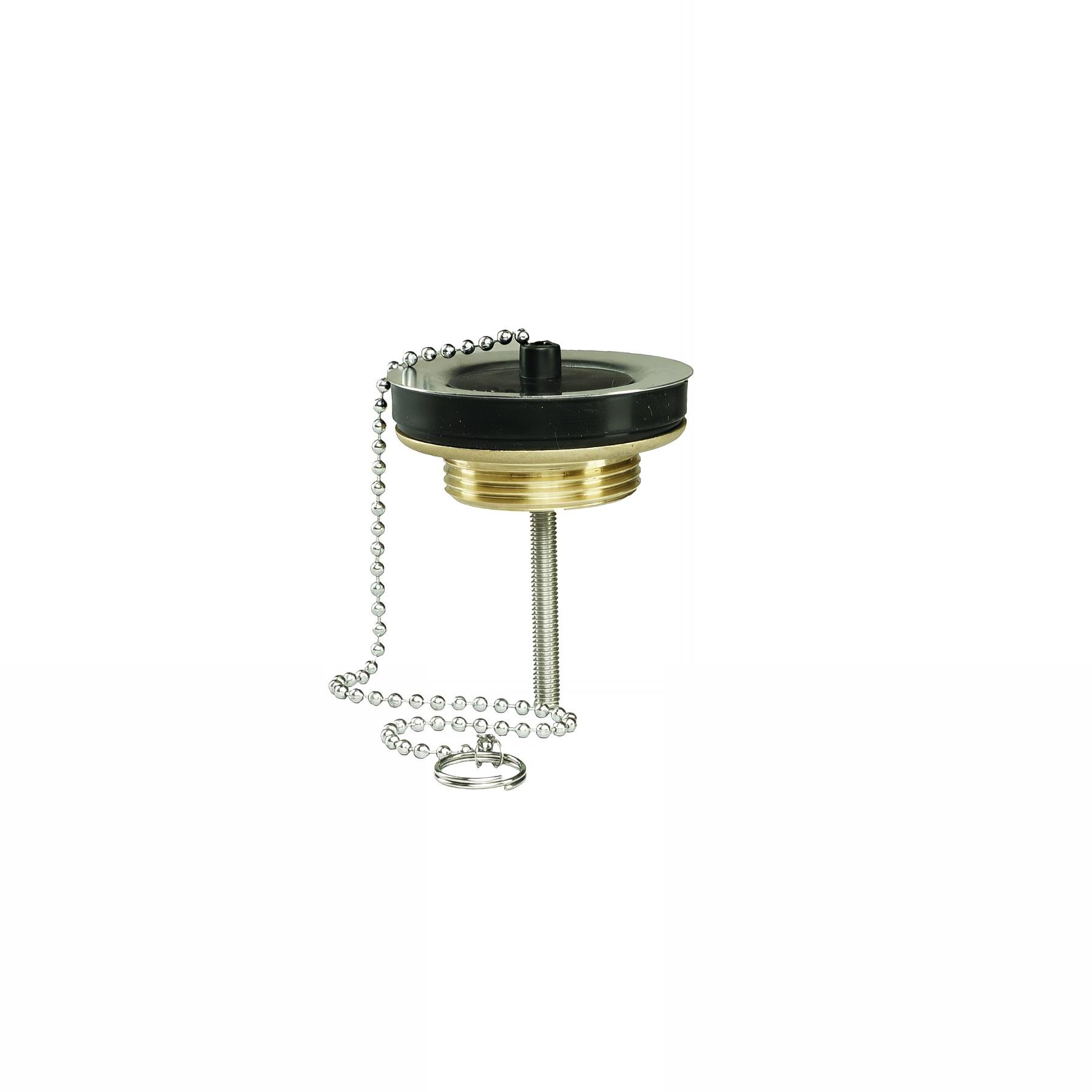 Bonde lavabo à bouchon noir et chaînette, corps laiton, serrage 5 à 50mm