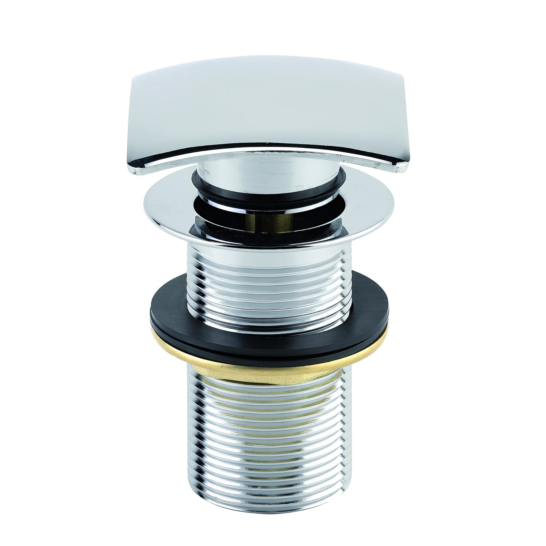 Bonde lavabo laiton chromé, digiclic, clapet carré, H. 80mm, sans lanterne