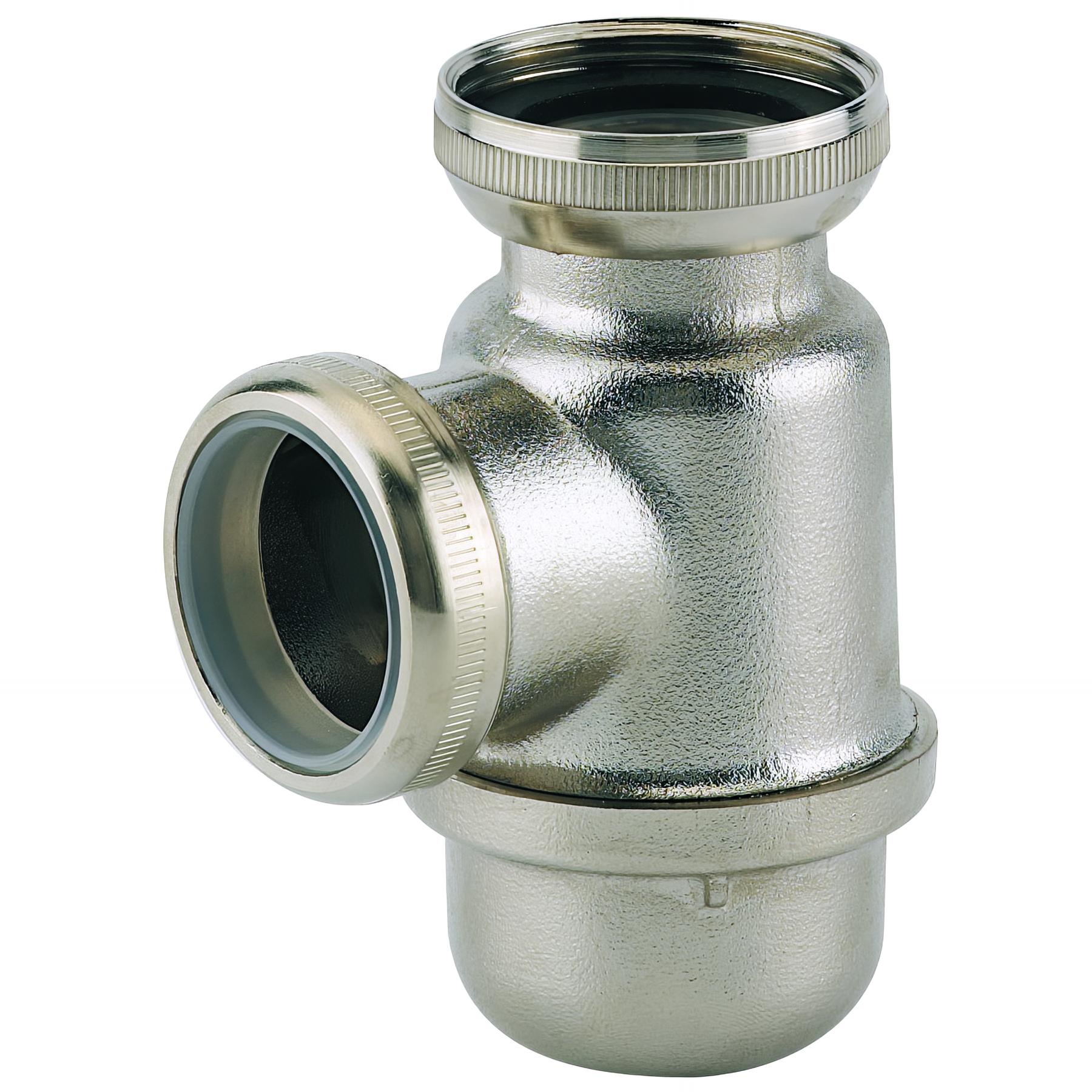 Siphon lavabo nickel mat, non réglable, sortie Ø32mm, débit : 36 l/mn