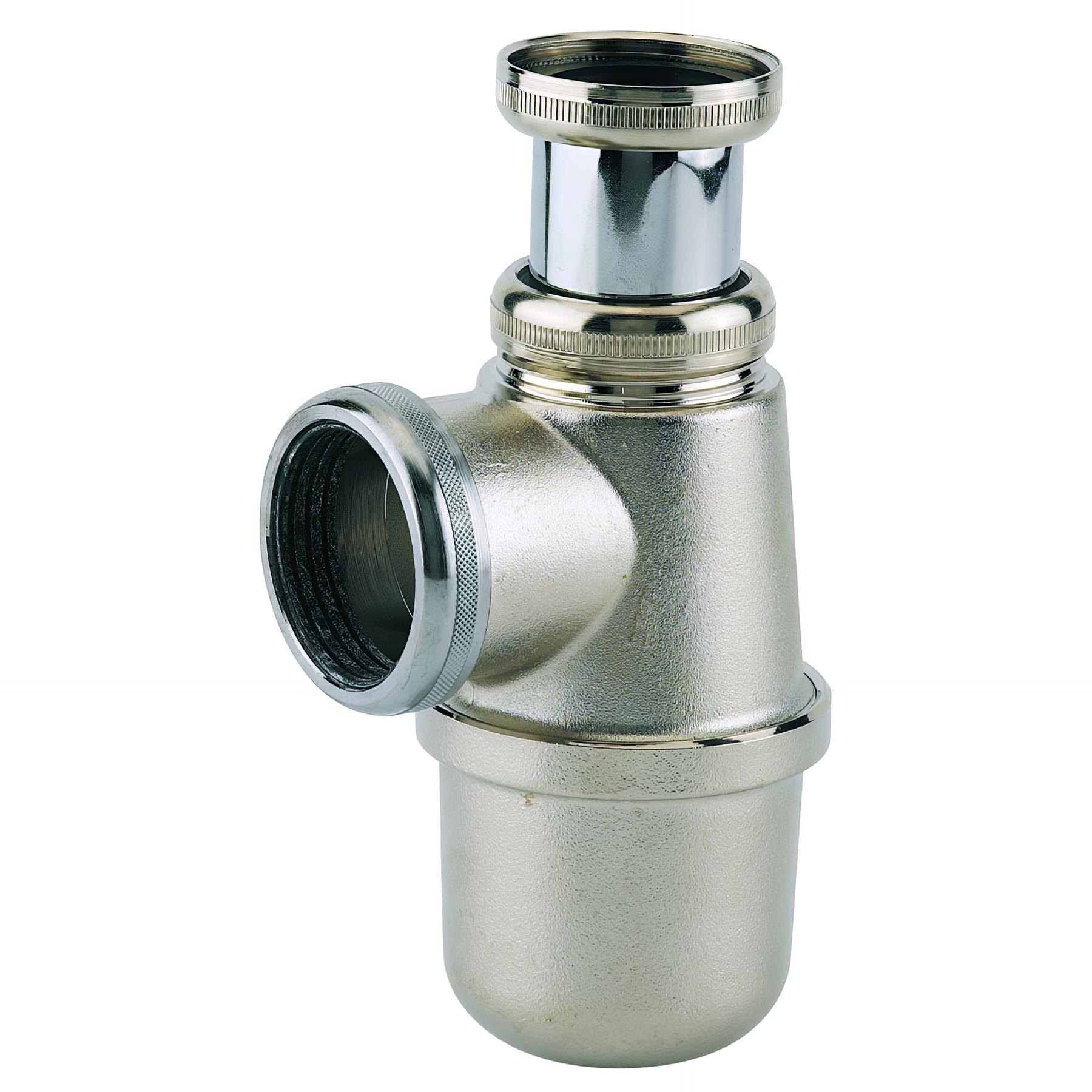 Siphon lavabo nickel mat, réglable 50/100mm, sortie Ø40mm, débit : 48 l/mn