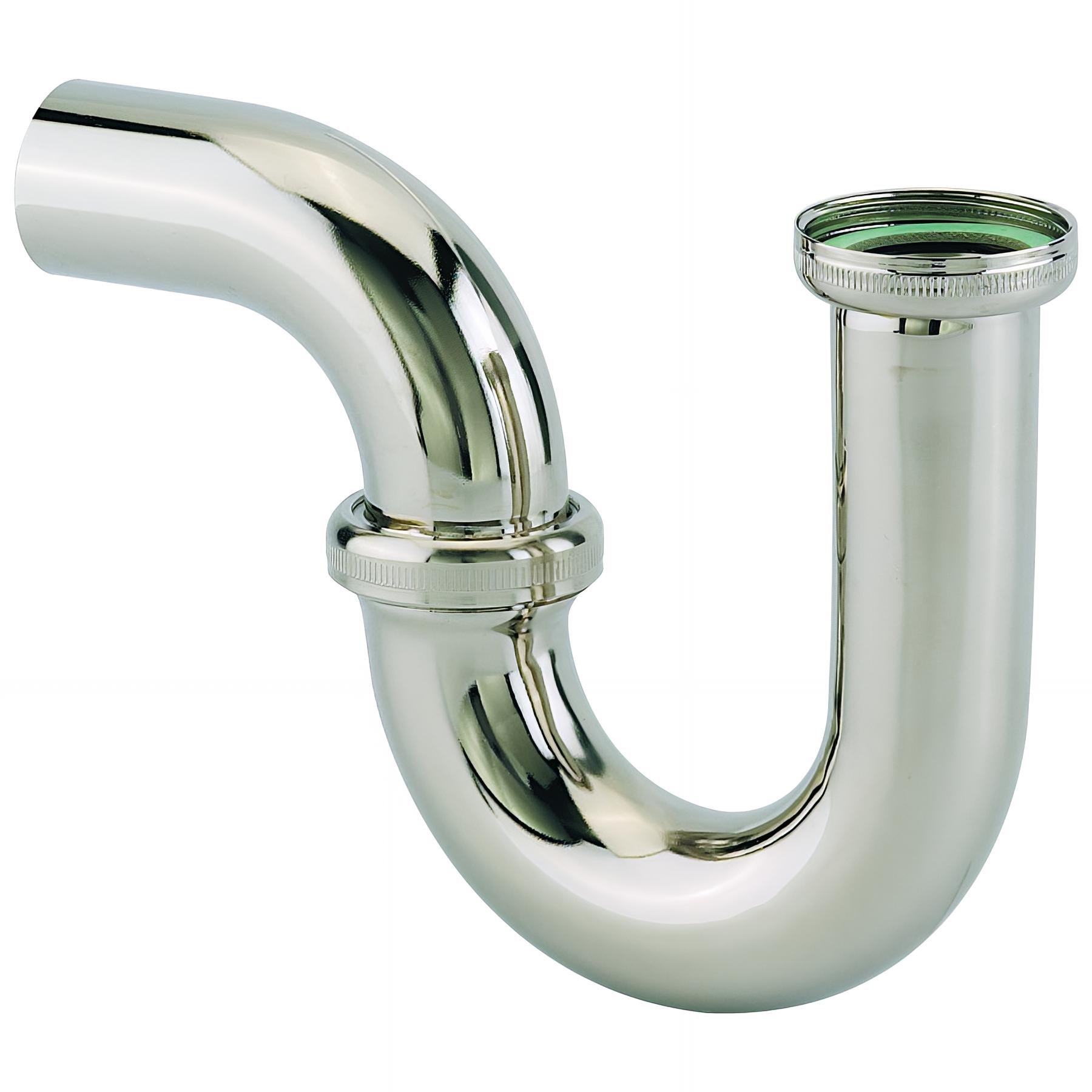 Siphon tube lavabo laiton chromémat, non réglable, sortie Ø32mm, H. 125mm