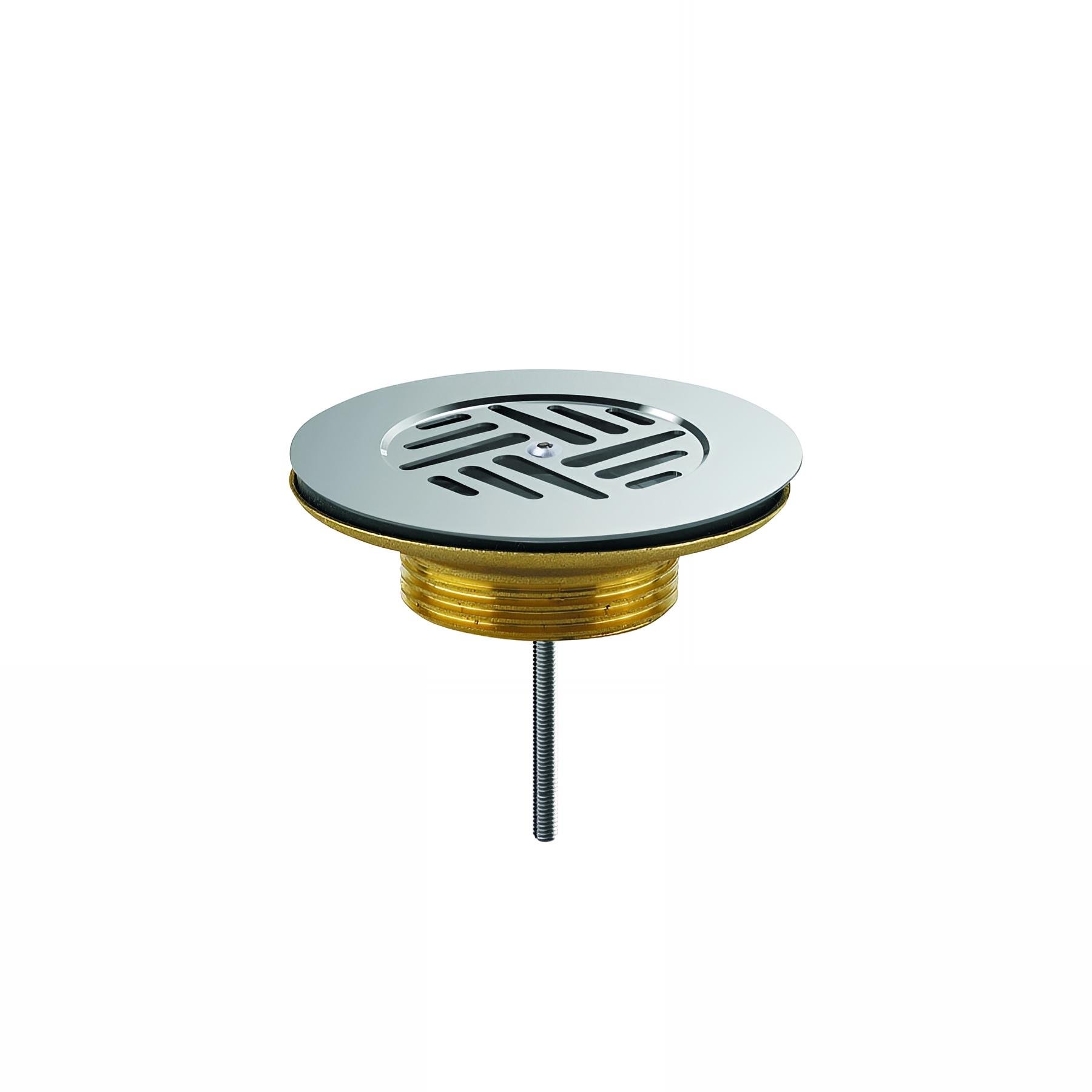 Bonde évier Ø60mm laiton, grille inox, serrage 0 à 53 mm