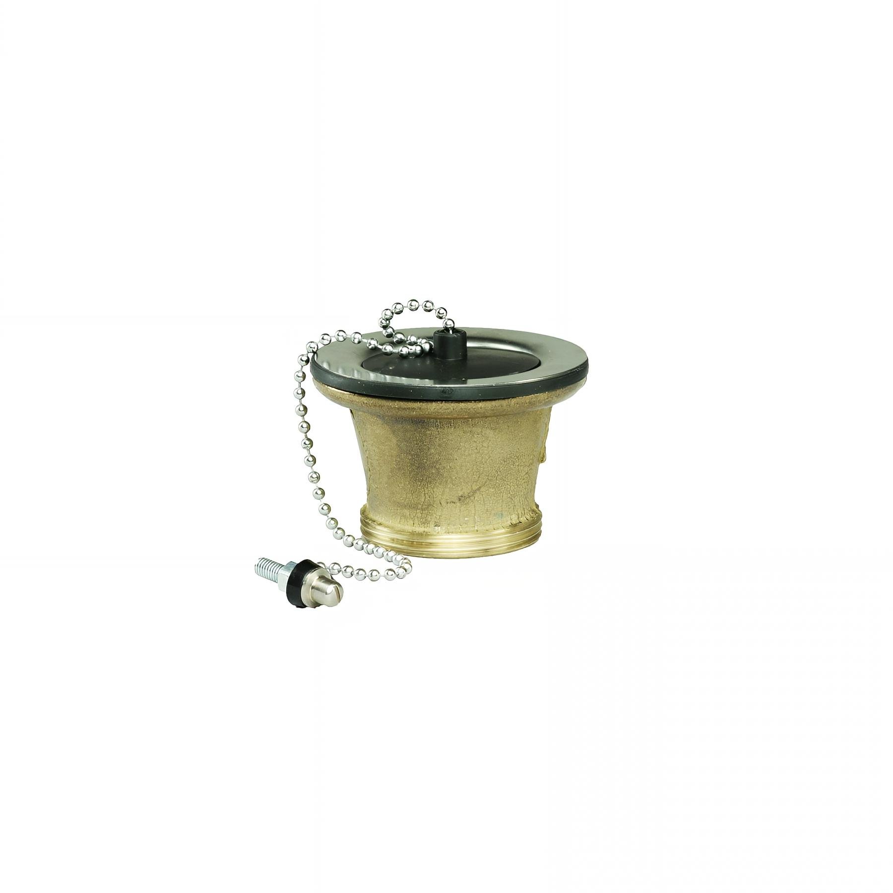 Bonde évier Ø50mm laiton, bouchon noir Ø45mm, cuvette Ø70mm, serrage 0 à 10mm