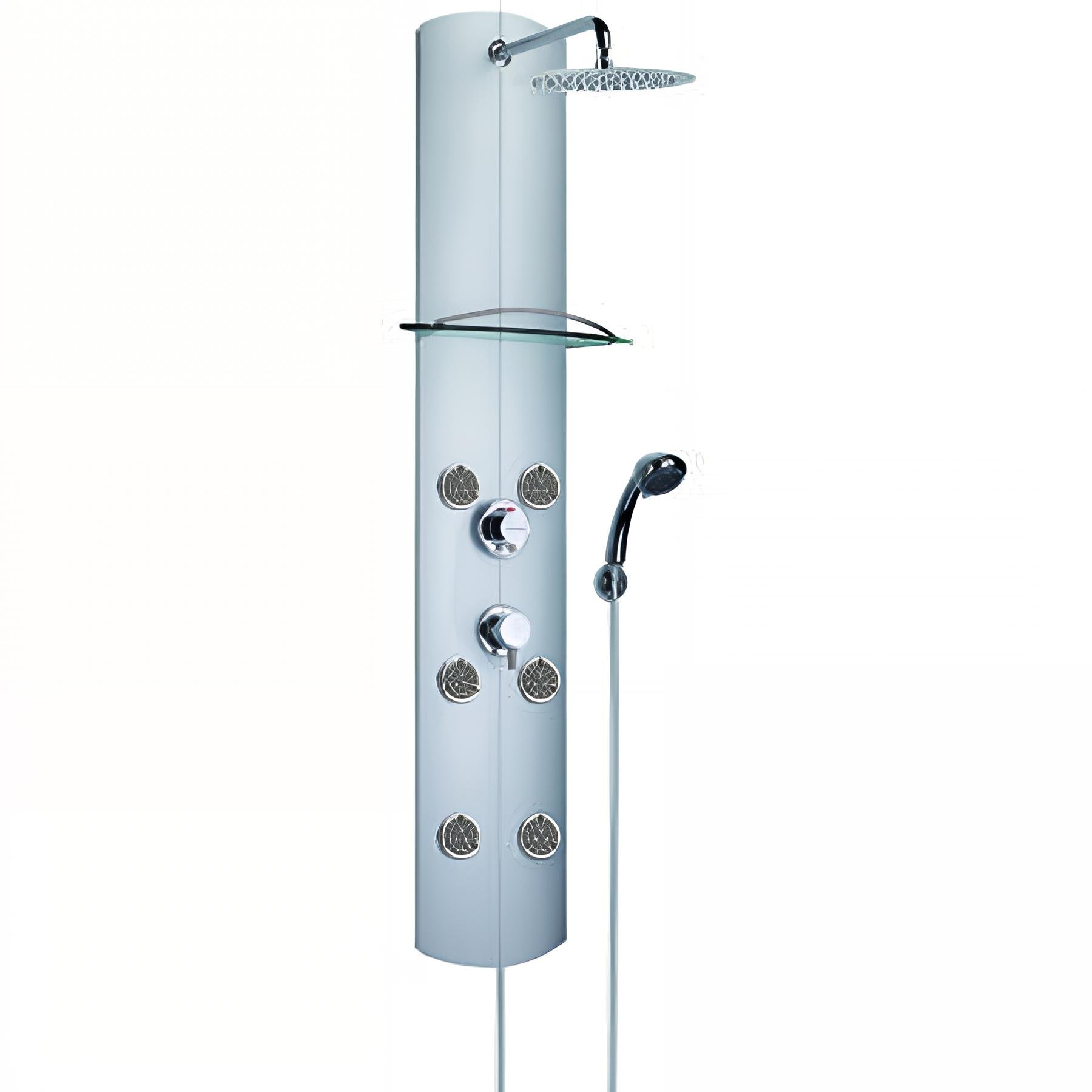 Colonne de douche TOTEM ALU, fonction hydromassage, robinetterie thermostatique